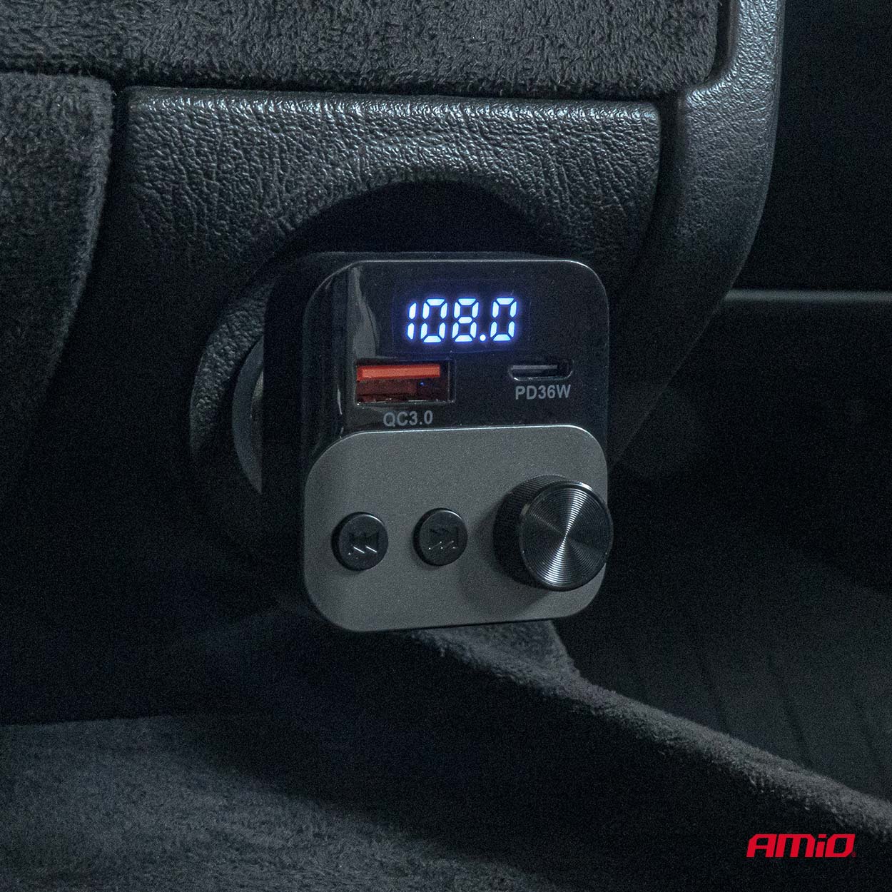 Automašīnas FM raidītājs 1×USB-A 1×USB-C 12V 24V AMIO-04647 Automašīnas FM raidītājs 1×USB-A 1×USB-C 12V 24V AMIO-04647 - Image 2