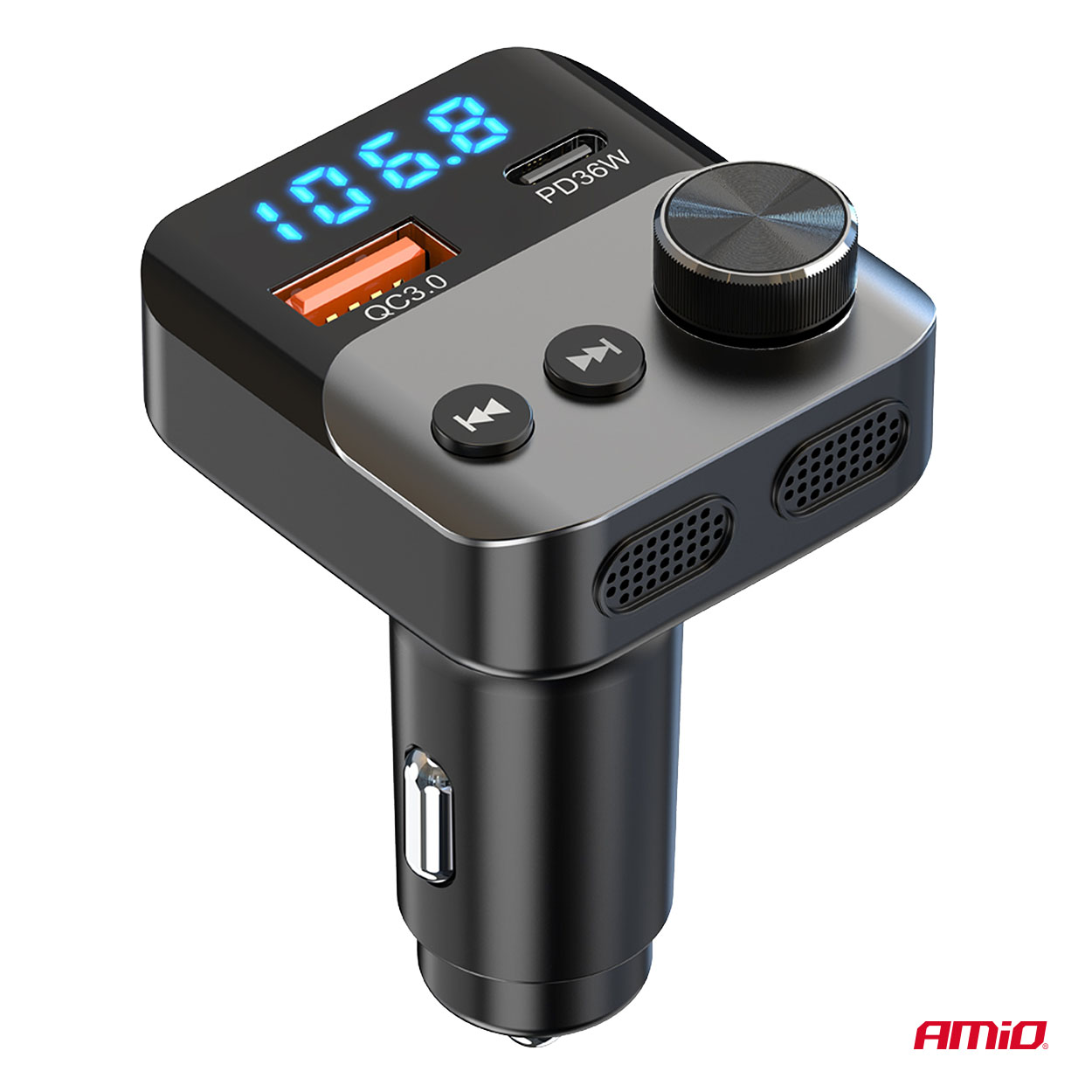 Automašīnas FM raidītājs 1×USB-A 1×USB-C 12V 24V AMIO-04647 Automašīnas FM raidītājs 1×USB-A 1×USB-C 12V 24V AMIO-04647 - Image 4