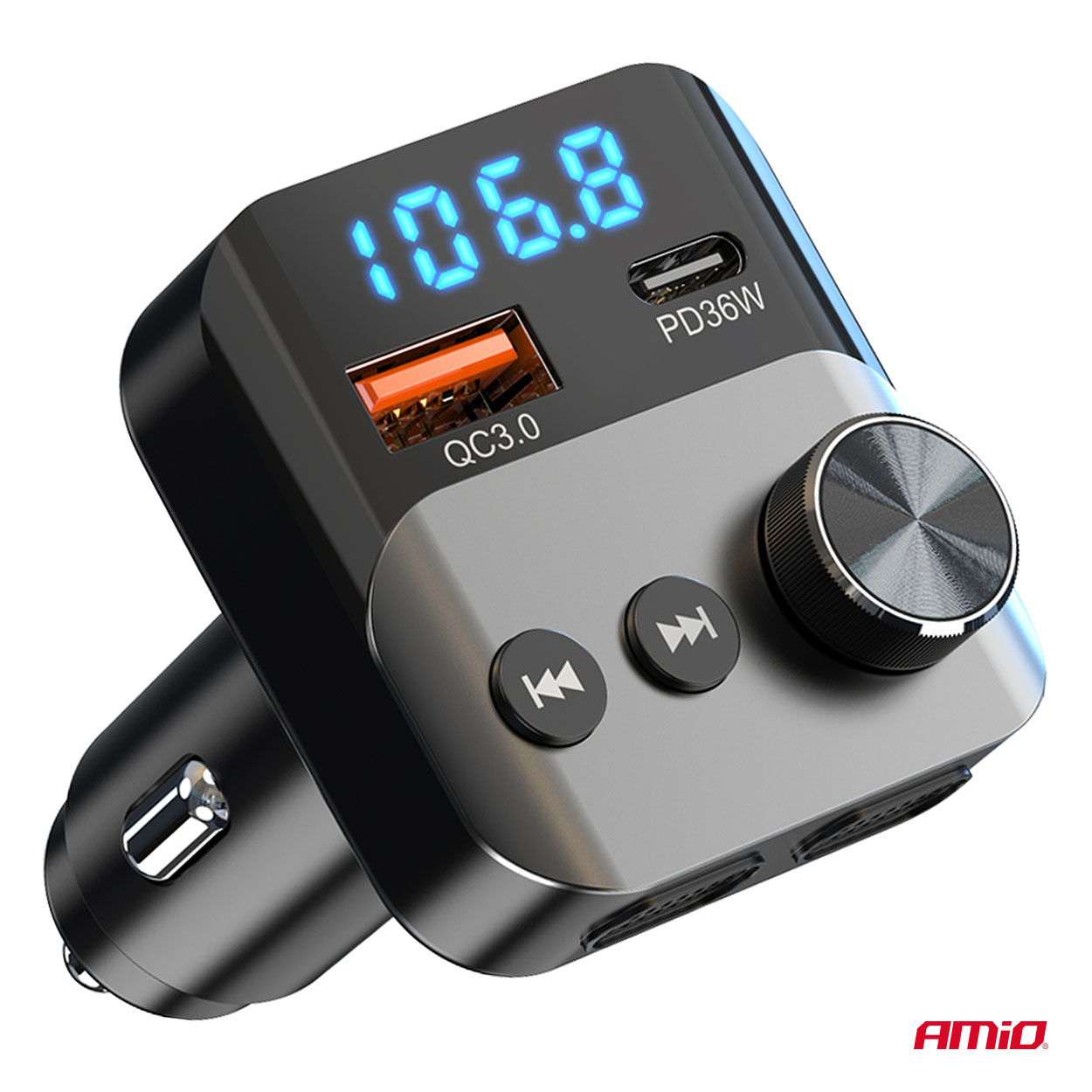 Automašīnas FM raidītājs 1×USB-A 1×USB-C 12V 24V AMIO-04647 Automašīnas FM raidītājs 1×USB-A 1×USB-C 12V 24V AMIO-04647 - Image 5