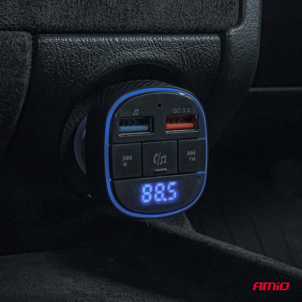 Automašīnas FM raidītājs 2×USB-A 12V 24V AMIO-04648 Automašīnas FM raidītājs 2×USB-A 12V 24V AMIO-04648 - Image 2