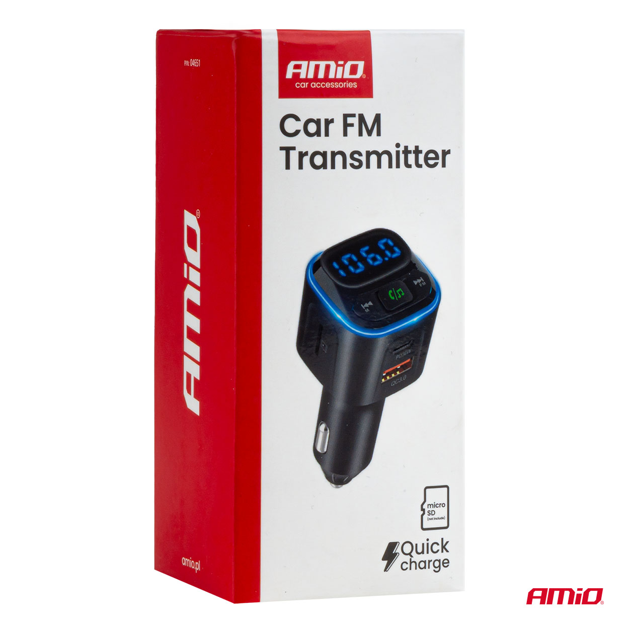Automašīnas FM raidītājs 1×USB-A 2×USB-C 12V 24V AMIO-04651 Automašīnas FM raidītājs 1×USB-A 2×USB-C 12V 24V AMIO-04651 - Image 11