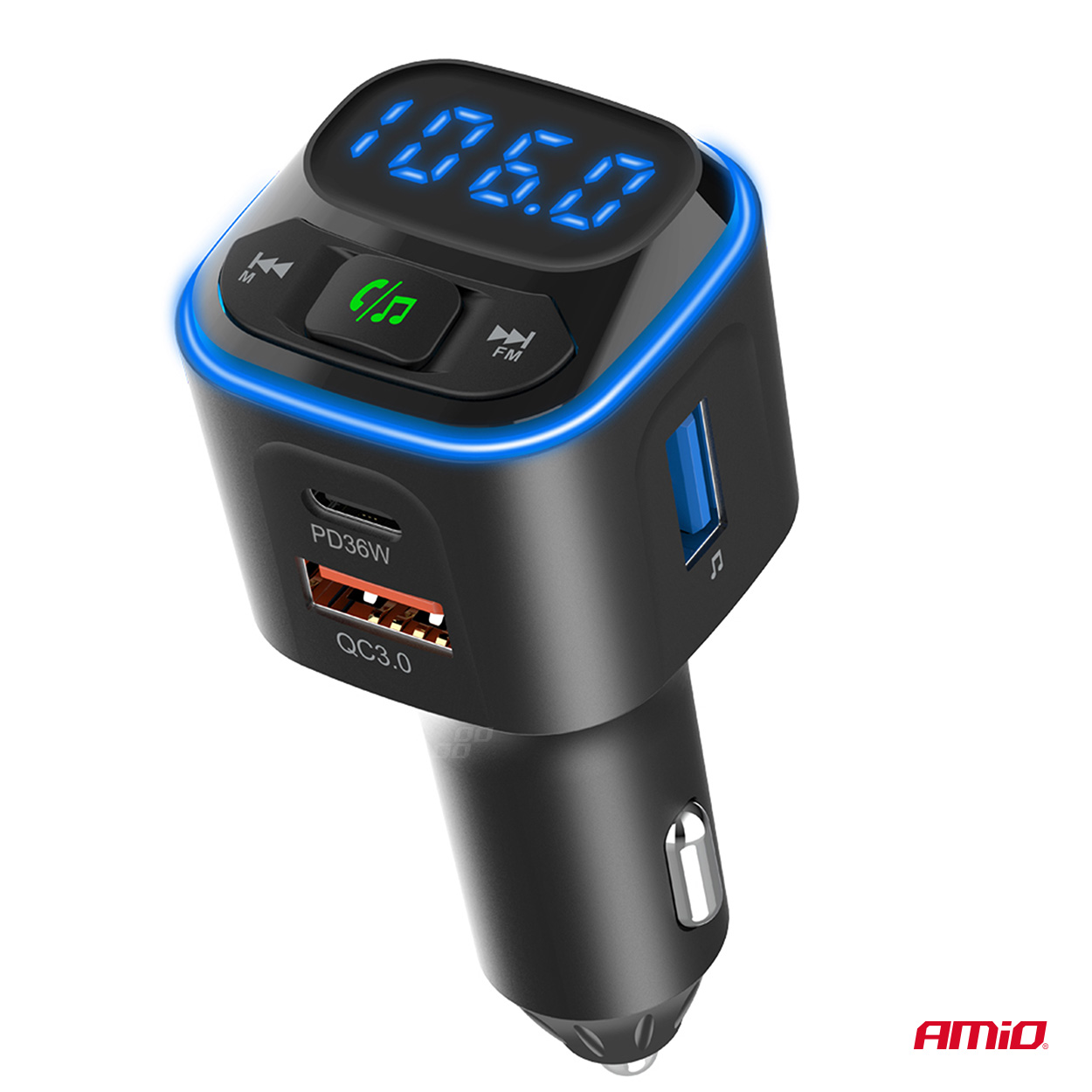 Automašīnas FM raidītājs 1×USB-A 2×USB-C 12V 24V AMIO-04651 Automašīnas FM raidītājs 1×USB-A 2×USB-C 12V 24V AMIO-04651 - Image 8