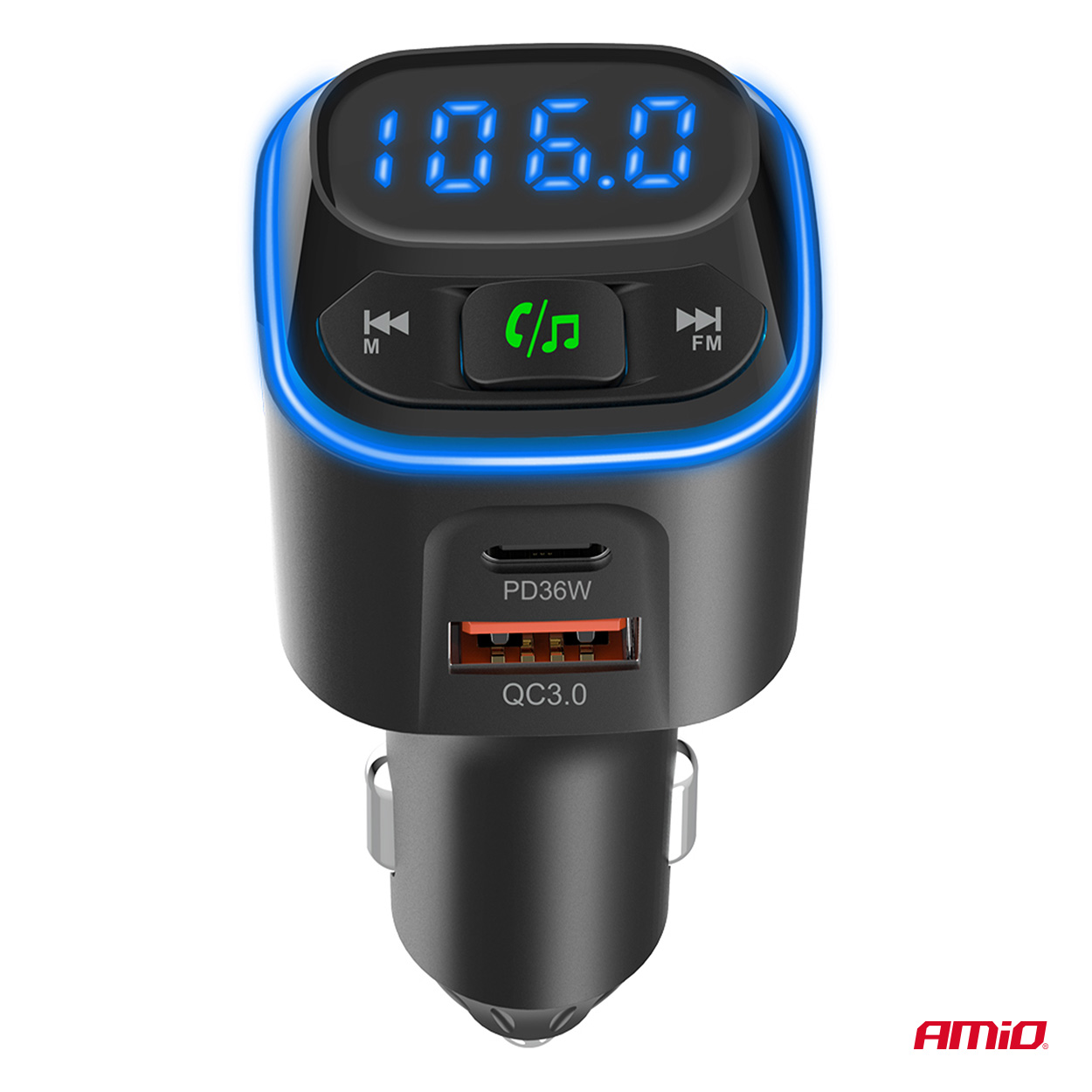 Automašīnas FM raidītājs 1×USB-A 2×USB-C 12V 24V AMIO-04651 Automašīnas FM raidītājs 1×USB-A 2×USB-C 12V 24V AMIO-04651 - Image 9