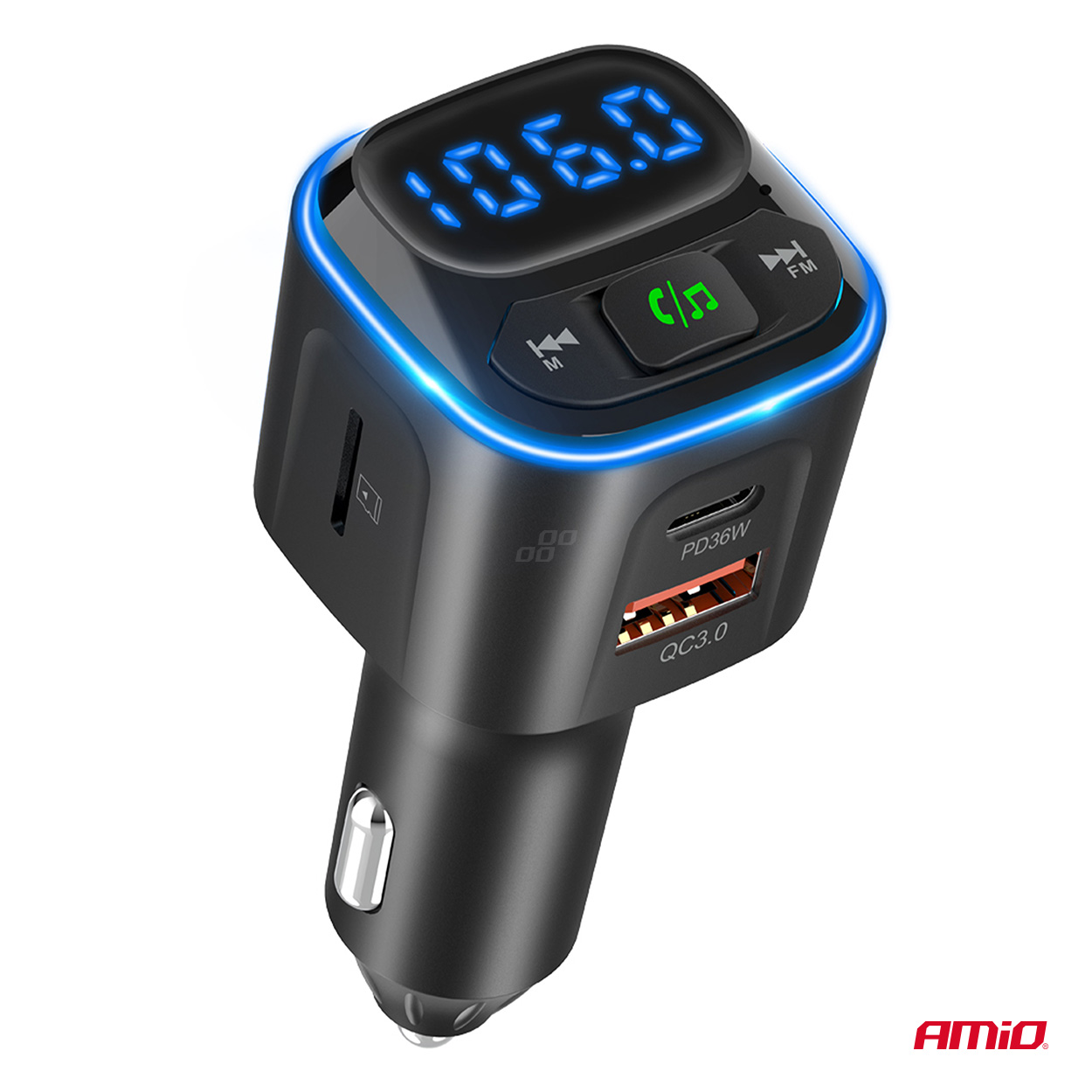 Automašīnas FM raidītājs 1×USB-A 2×USB-C 12V 24V AMIO-04651 Automašīnas FM raidītājs 1×USB-A 2×USB-C 12V 24V AMIO-04651 - Image 10