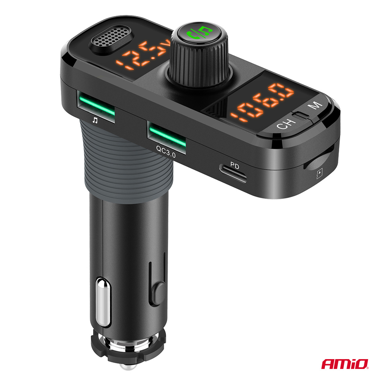 Automašīnas FM raidītājs 2×USB-A 1×USB-C microSD 12V 24V AMIO-04653 Automašīnas FM raidītājs 2×USB-A 1×USB-C microSD 12V 24V AMIO-04653 - Image 4