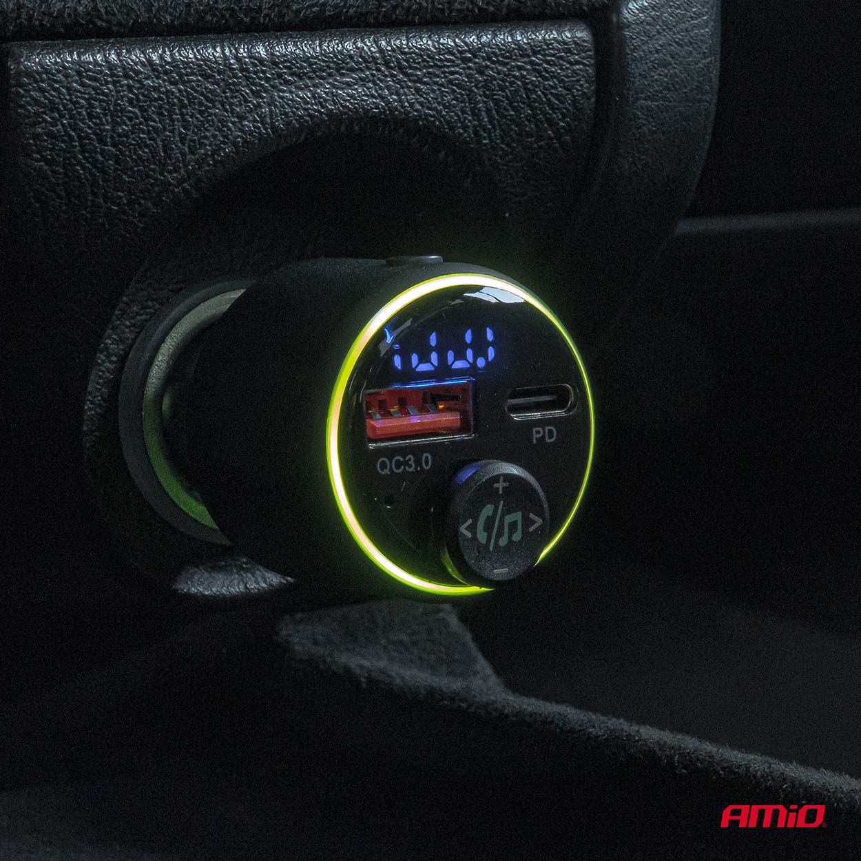 Automašīnas FM raidītājs 1×USB-A 1×USB-C 12V 24V AMIO-04655 Automašīnas FM raidītājs 1×USB-A 1×USB-C 12V 24V AMIO-04655 - Image 2