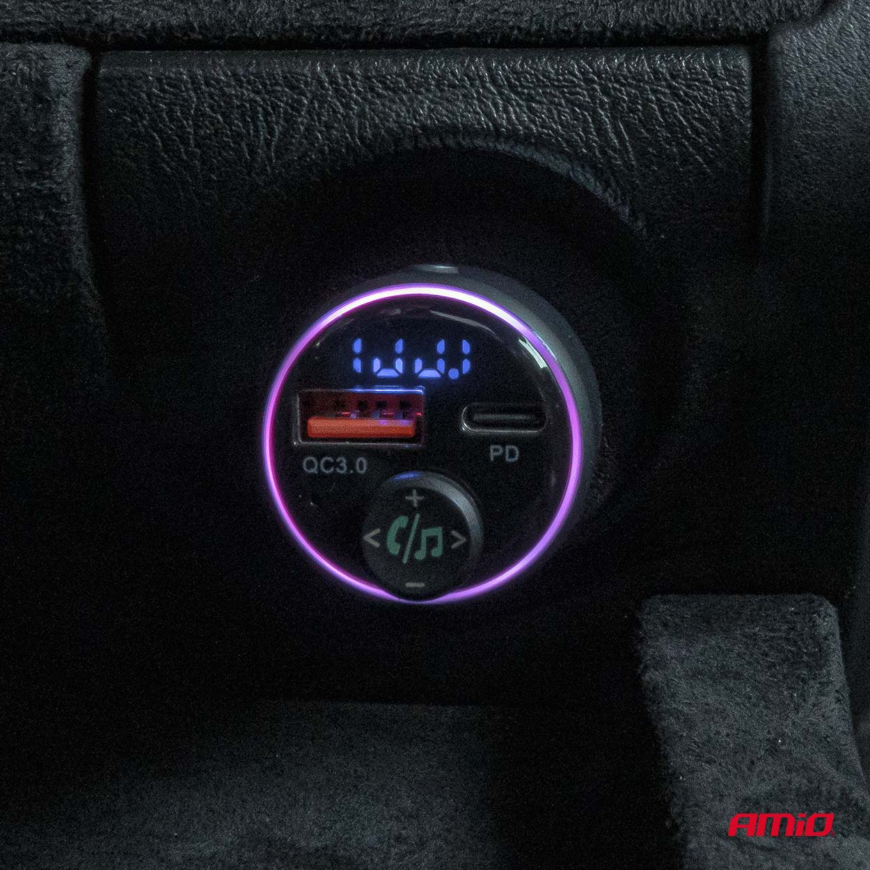 Automašīnas FM raidītājs 1×USB-A 1×USB-C 12V 24V AMIO-04655 Automašīnas FM raidītājs 1×USB-A 1×USB-C 12V 24V AMIO-04655 - Image 3