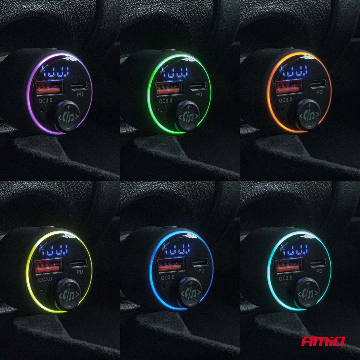 Automašīnas FM raidītājs 1×USB-A 1×USB-C 12V 24V AMIO-04655 Automašīnas FM raidītājs 1×USB-A 1×USB-C 12V 24V AMIO-04655 - Image 5