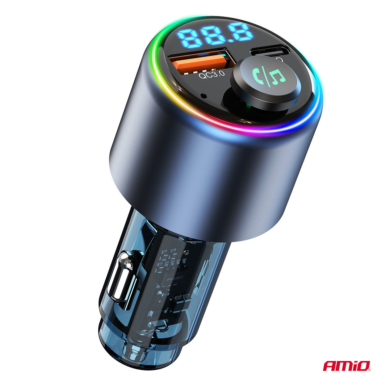 Automašīnas FM raidītājs 1×USB-A 1×USB-C 12V 24V AMIO-04655 Automašīnas FM raidītājs 1×USB-A 1×USB-C 12V 24V AMIO-04655 - Image 7