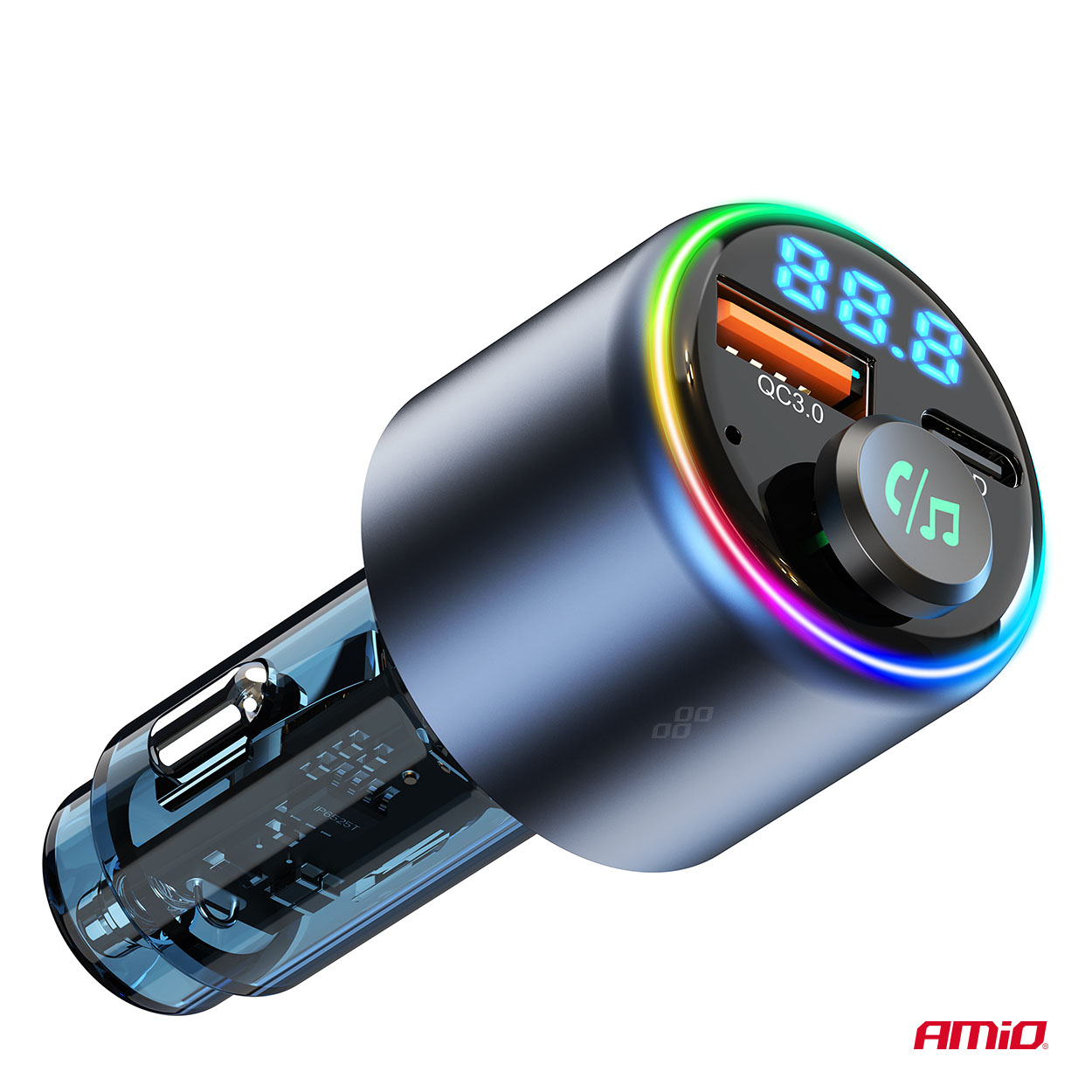 Automašīnas FM raidītājs 1×USB-A 1×USB-C 12V 24V AMIO-04655 Automašīnas FM raidītājs 1×USB-A 1×USB-C 12V 24V AMIO-04655 - Image 8