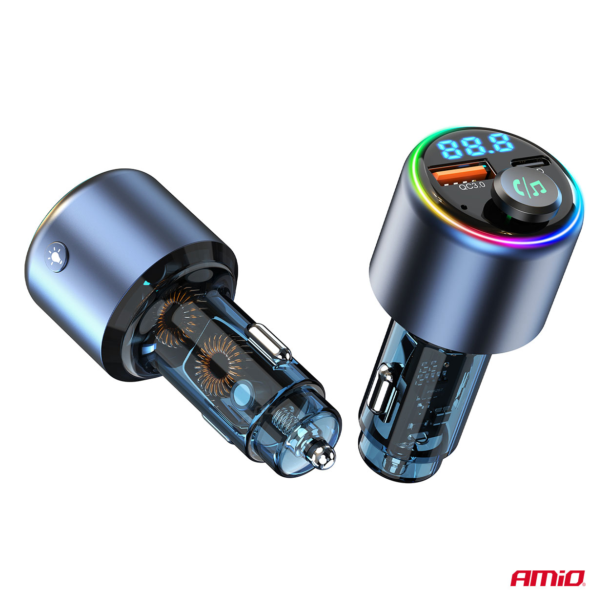 Automašīnas FM raidītājs 1×USB-A 1×USB-C 12V 24V AMIO-04655 Automašīnas FM raidītājs 1×USB-A 1×USB-C 12V 24V AMIO-04655 - Image 9