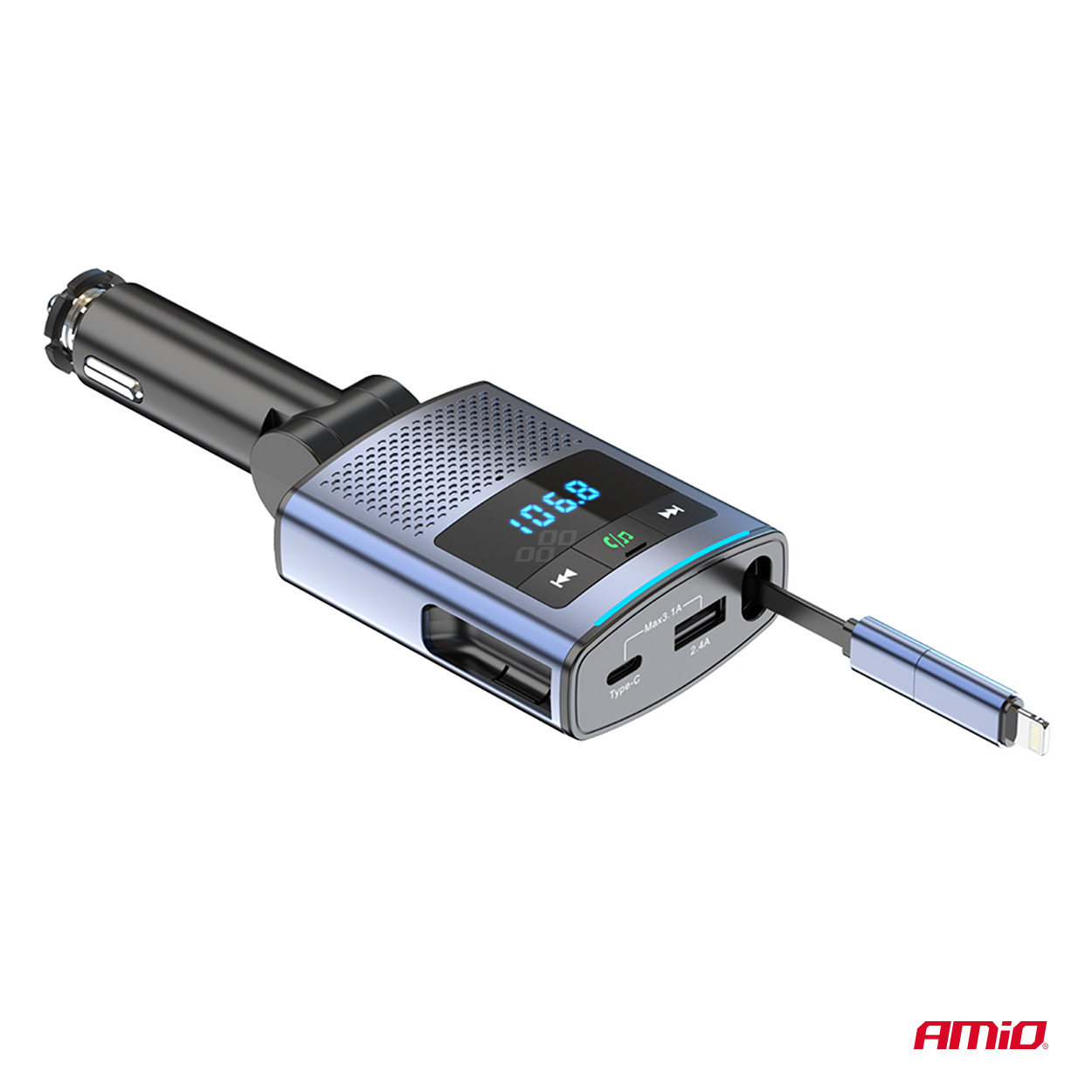 Automašīnas FM raidītājs 1×USB-A 1×USB-C 12V 24V AMIO-04656 Automašīnas FM raidītājs 1×USB-A 1×USB-C 12V 24V AMIO-04656 - Image 11