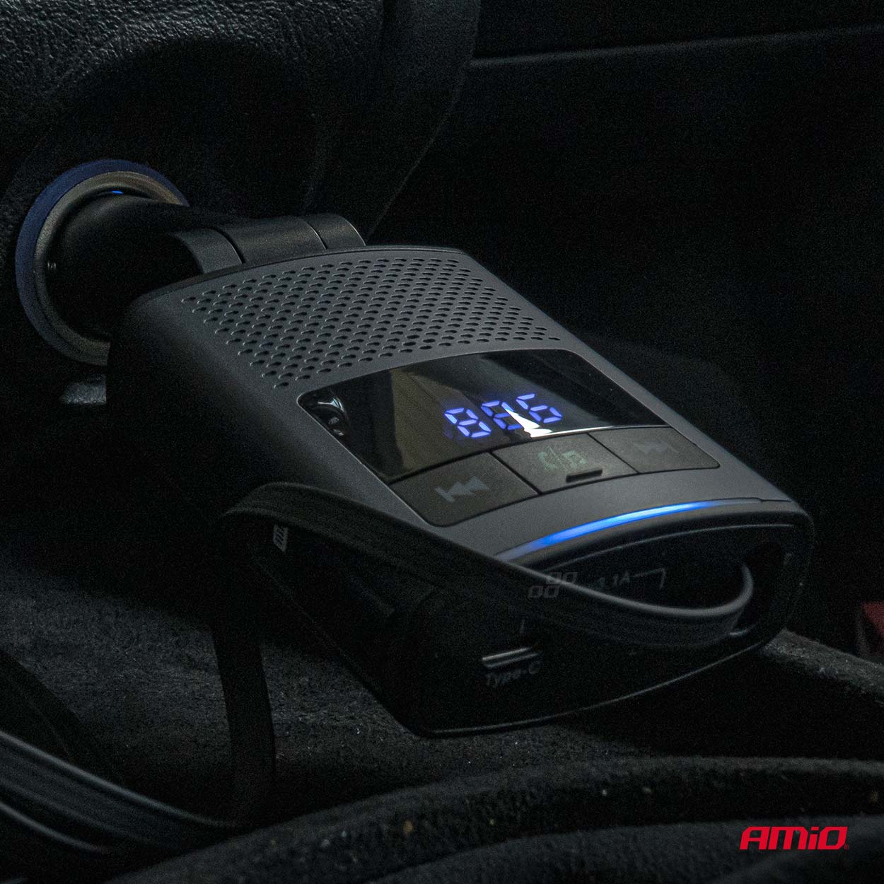 Automašīnas FM raidītājs 1×USB-A 1×USB-C 12V 24V AMIO-04656 Automašīnas FM raidītājs 1×USB-A 1×USB-C 12V 24V AMIO-04656 - Image 2