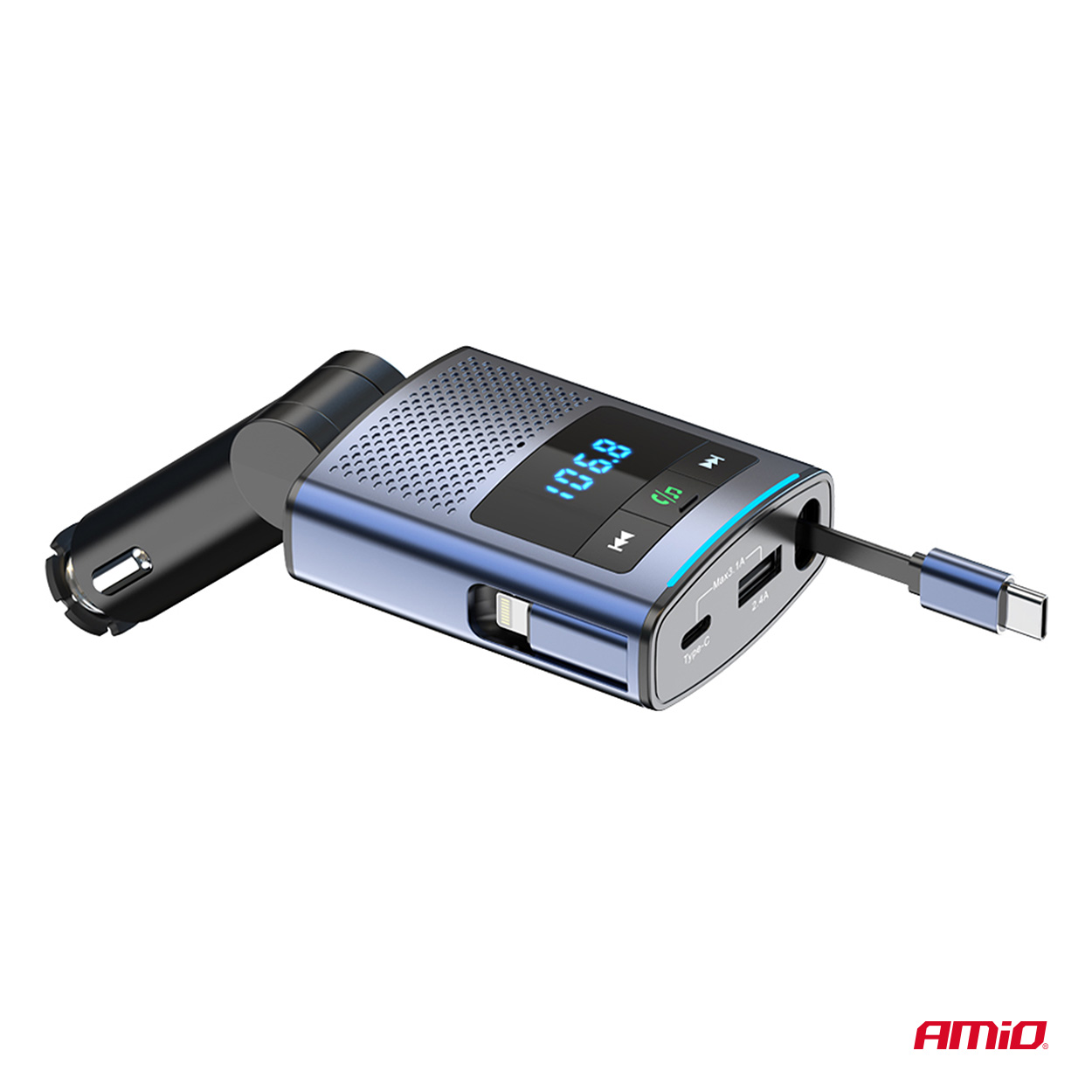 Automašīnas FM raidītājs 1×USB-A 1×USB-C 12V 24V AMIO-04656 Automašīnas FM raidītājs 1×USB-A 1×USB-C 12V 24V AMIO-04656 - Image 8