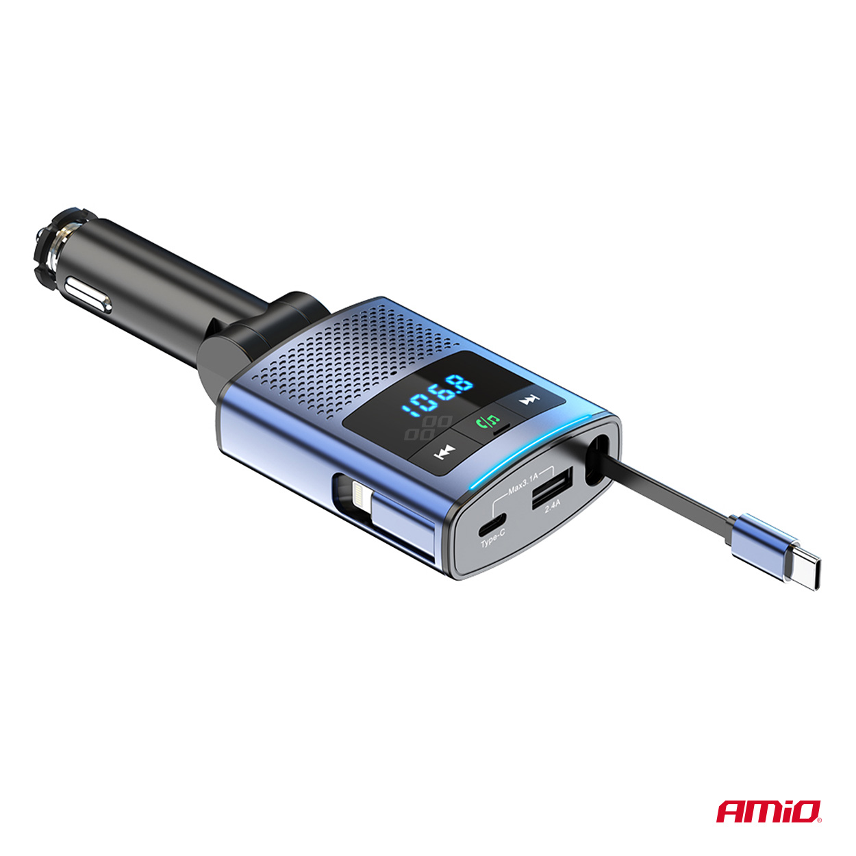 Automašīnas FM raidītājs 1×USB-A 1×USB-C 12V 24V AMIO-04656 Automašīnas FM raidītājs 1×USB-A 1×USB-C 12V 24V AMIO-04656 - Image 9