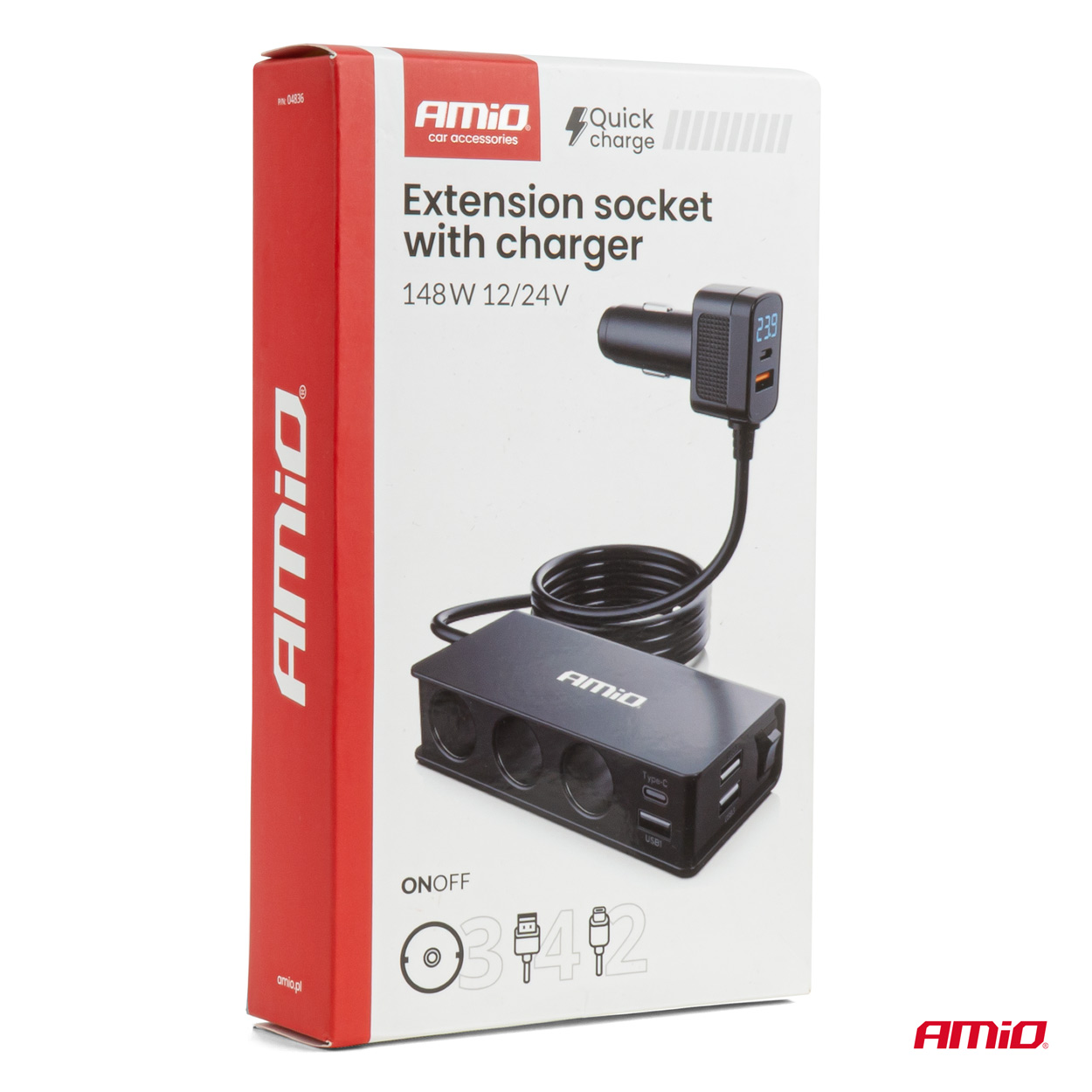 Pagarinātāja ligzda ar lādētāju 3xUSB-A USB-C QC 3.0 PD 3.0. 148W AMIO-04836 Pagarinātāja ligzda ar lādētāju 3xUSB-A USB-C QC 3.0 PD 3.0. 148W AMIO-04836 - Image 10