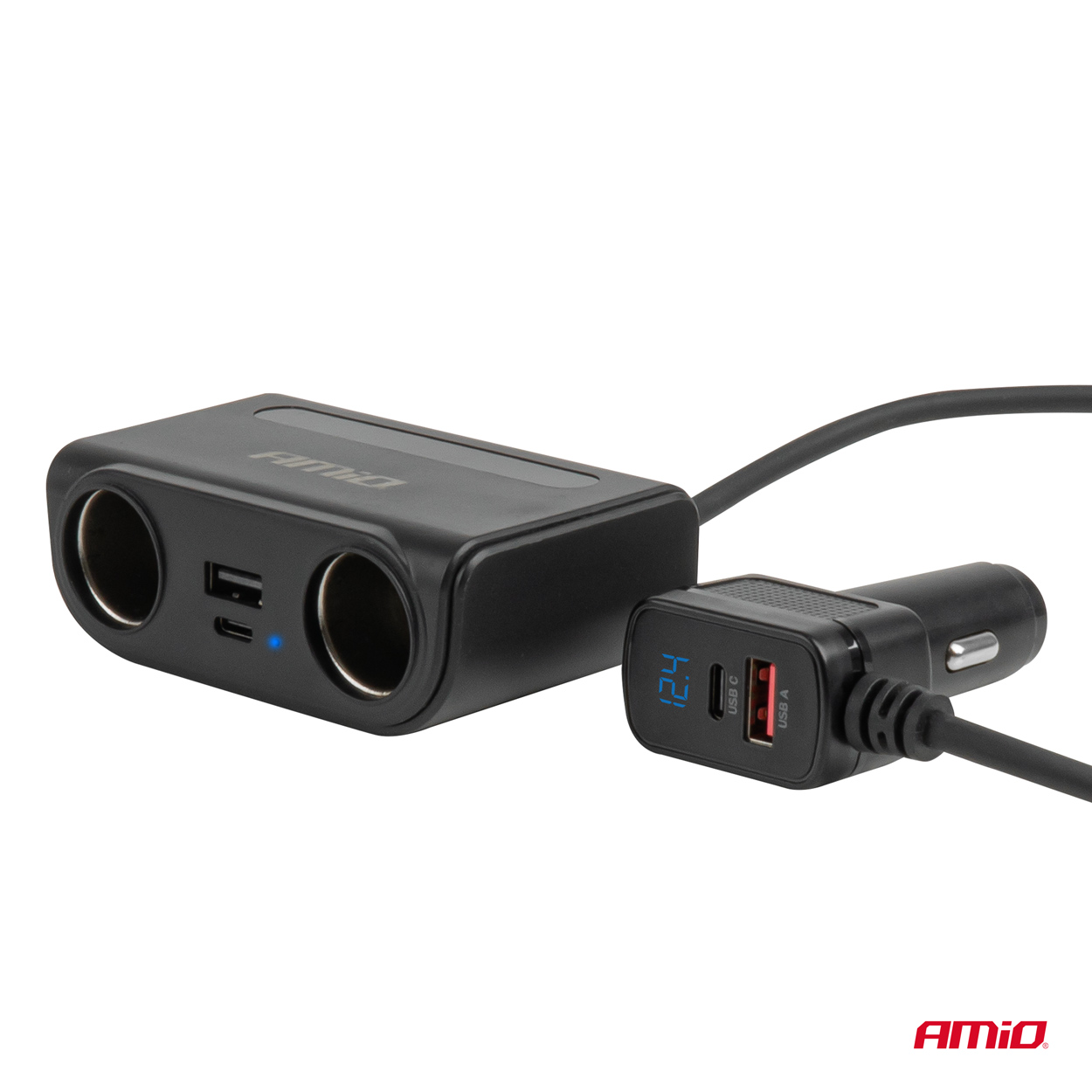 Pagarinātāja ligzda ar lādētāju USB-C USB-A QC3.0 PD3.0 120W AMIO-04837 Pagarinātāja ligzda ar lādētāju USB-C USB-A QC3.0 PD3.0 120W AMIO-04837 - Image 4