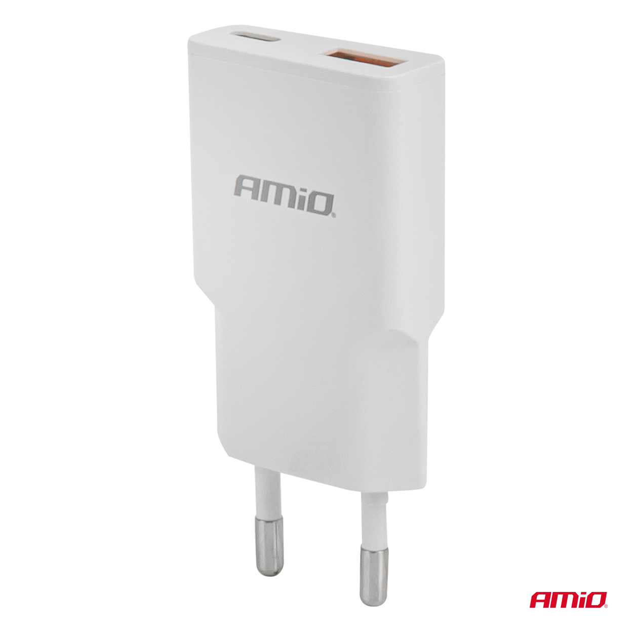 Sienas lādētājs 230V 20W GaN USB-C USB-A AMIO-04838 Sienas lādētājs 230V 20W GaN USB-C USB-A AMIO-04838 - Image 3