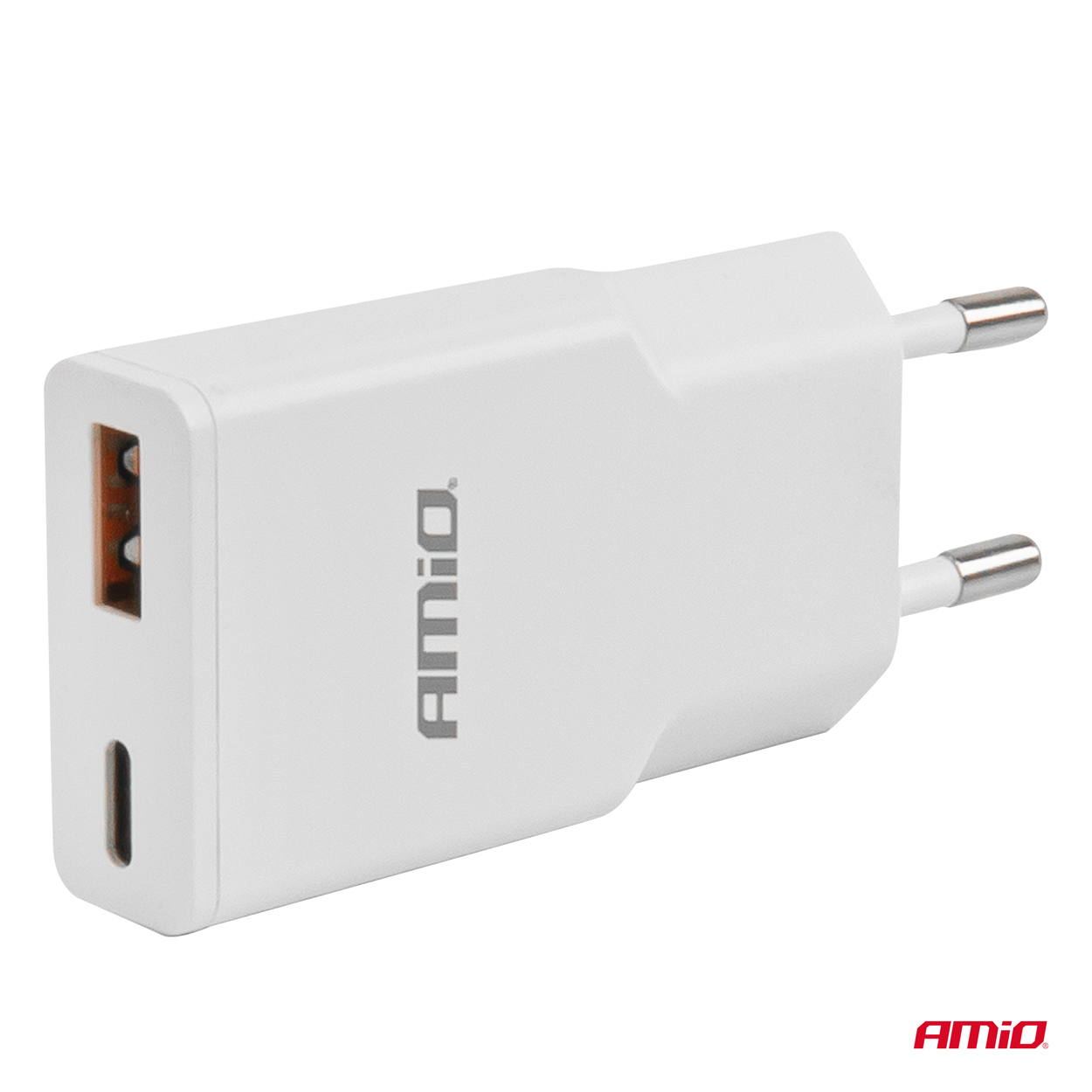 Sienas lādētājs 230V 20W GaN USB-C USB-A AMIO-04838 Sienas lādētājs 230V 20W GaN USB-C USB-A AMIO-04838 - Image 4