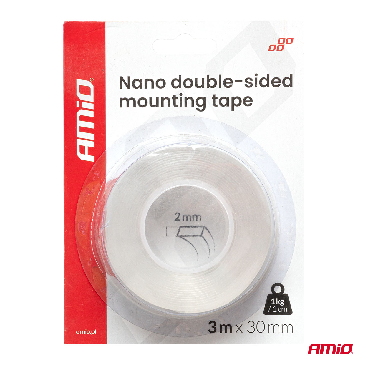Atkārtoti lietojama nano abpusēja montāžas lente 30 mm x 3 m x 1 mm AMIO-04848 Atkārtoti lietojama nano abpusēja montāžas lente 30 mm x 3 m x 1 mm AMIO-04848 - Image 6
