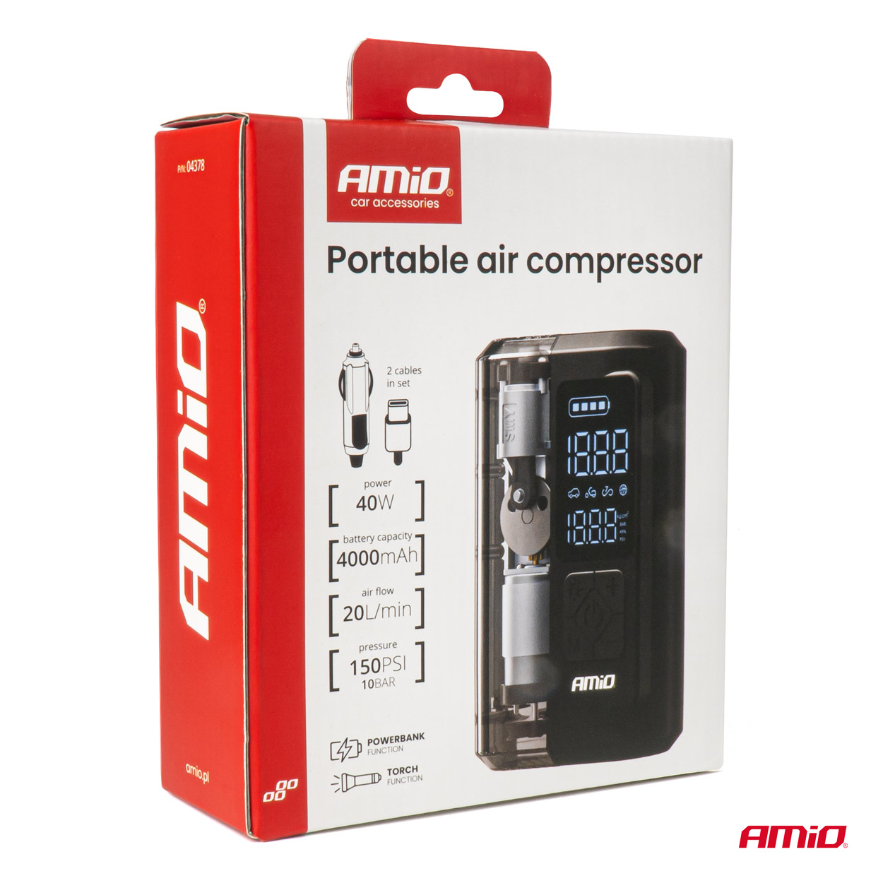 Pārnēsājams gaisa kompresors LED USB-C 40W AMIO-04378 Pārnēsājams gaisa kompresors LED USB-C 40W AMIO-04378 - Image 13