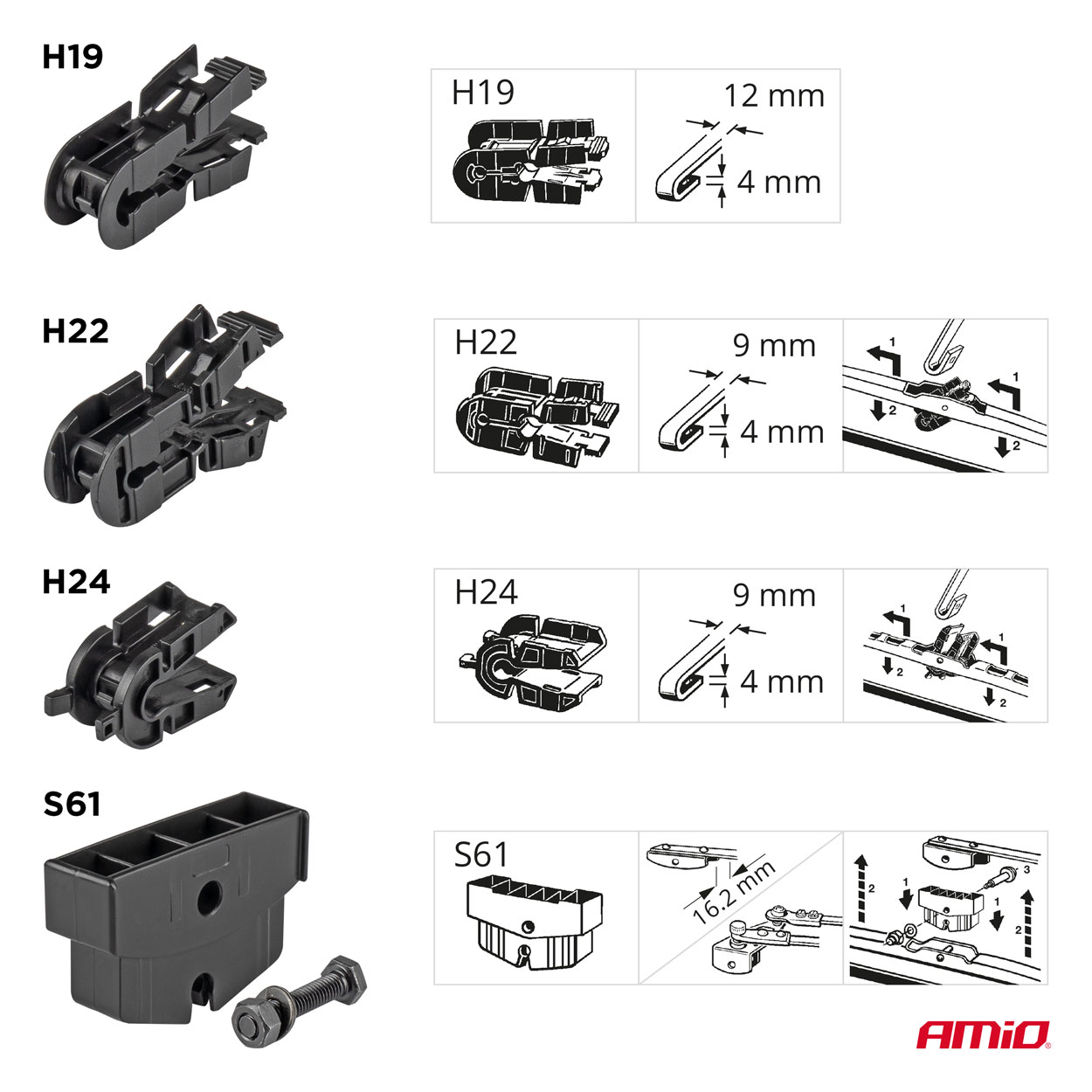 Stikla tīrītāja slotiņa kravas automašīnām 904 26" 650mm TRUCK T02 AMIO-01203 Stikla tīrītāja slotiņa kravas automašīnām 904 26" 650mm TRUCK T02 AMIO-01203 - Image 2