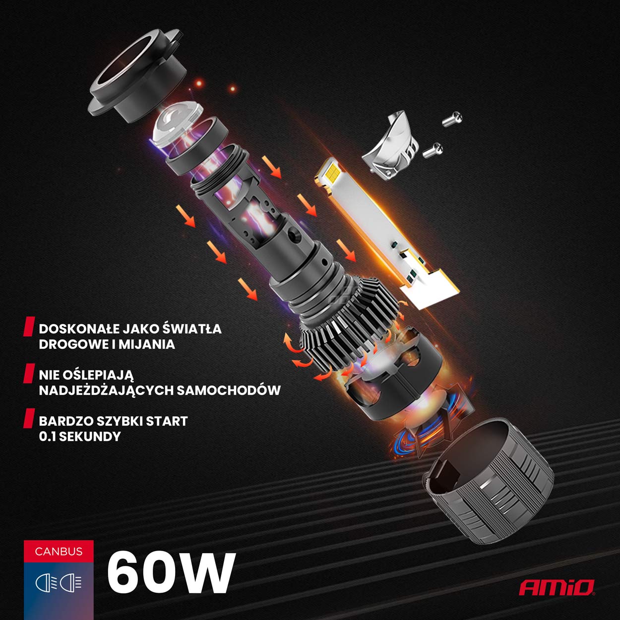 LED priekšējie lukturi H7 PL lēcu sērija AMiO-03668 LED priekšējie lukturi H7 PL lēcu sērija AMiO-03668 - Image 2
