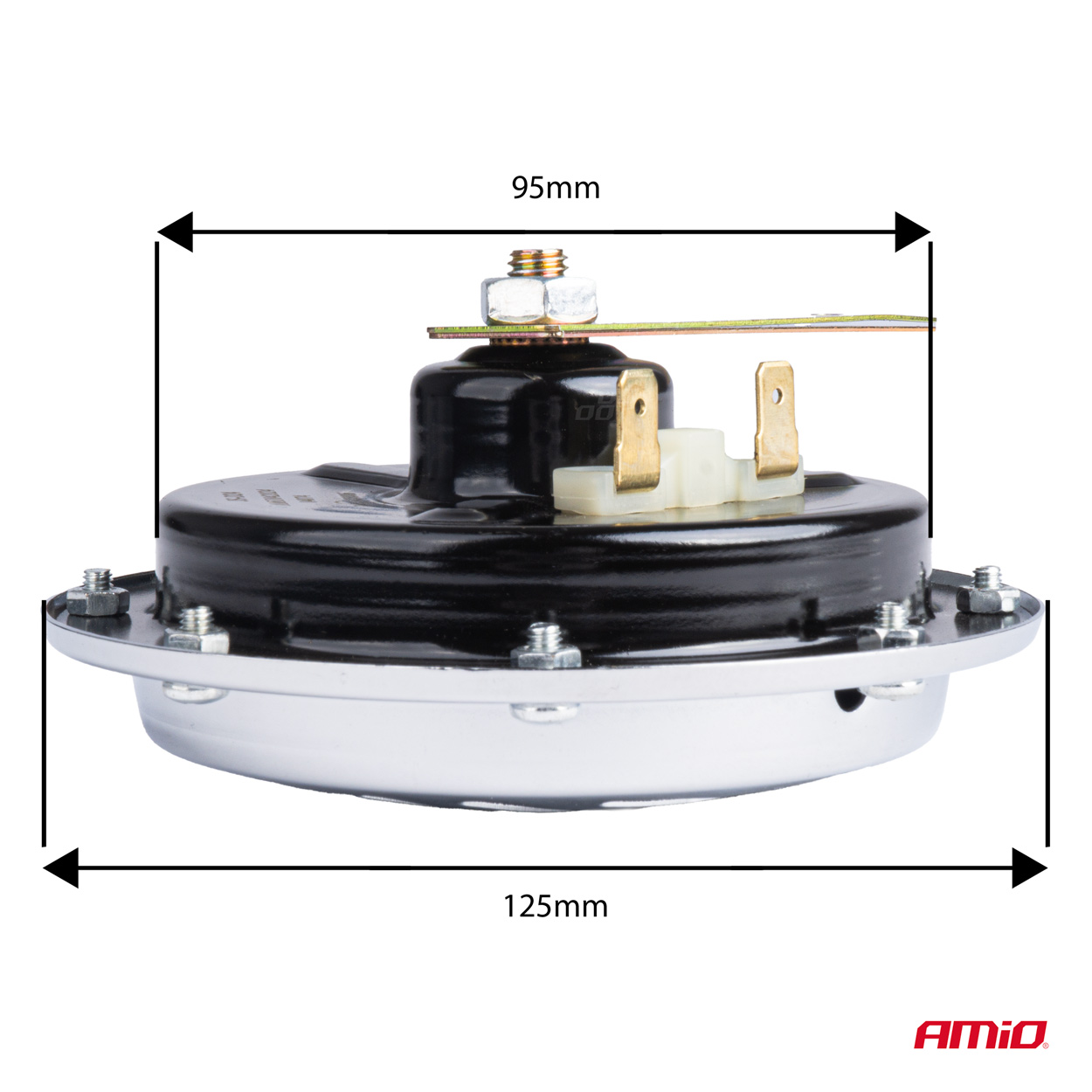 Skaņas signāls hromēts 125 mm 12V AMIO-04074 Skaņas signāls hromēts 125 mm 12V AMIO-04074 - Image 2