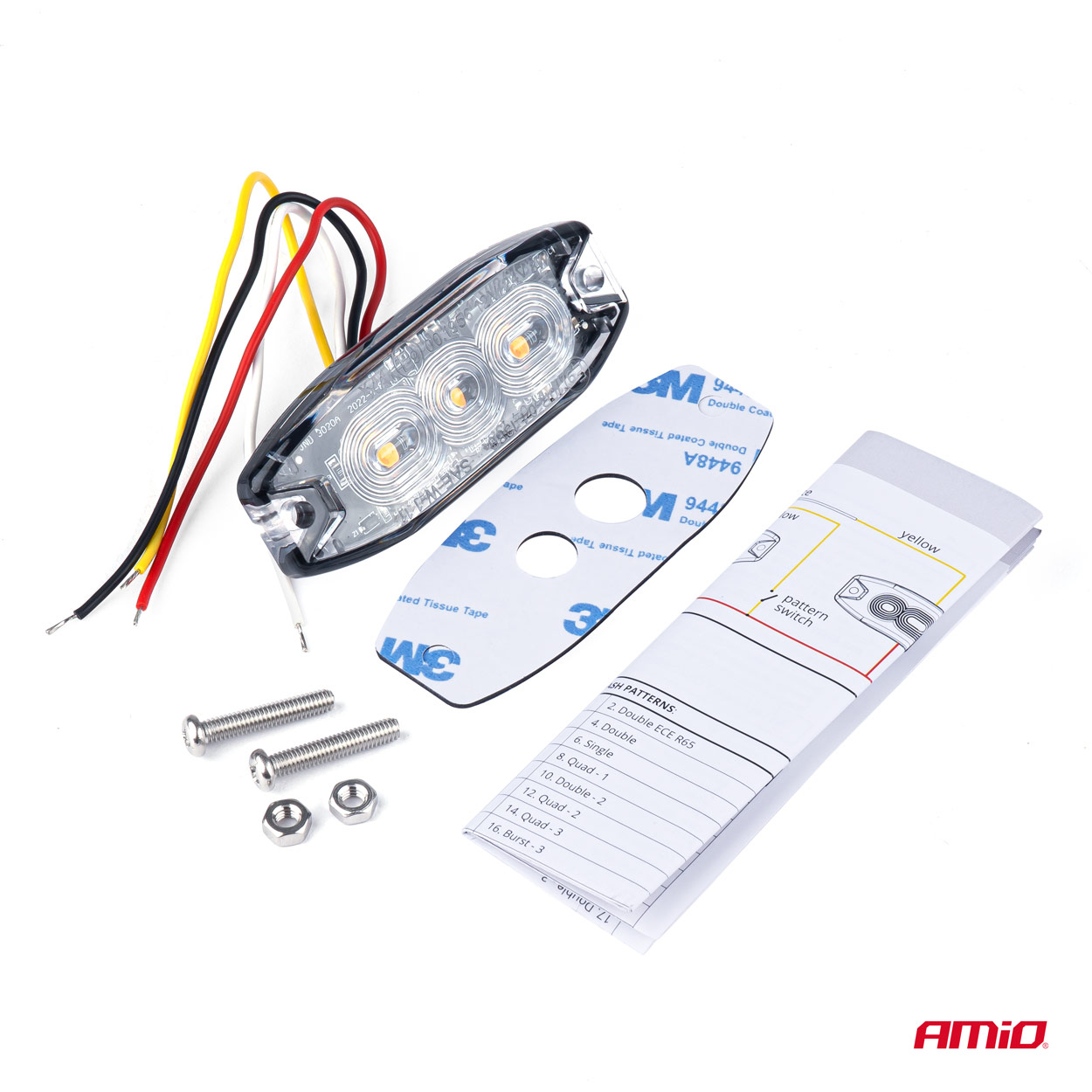 Plāns dzintara grila stiprinājuma lukturītis 3x3W LED R65 R10 12/24V IP67 AMIO-02297 Plāns dzintara grila stiprinājuma lukturītis 3x3W LED R65 R10 12/24V IP67 AMIO-02297 - Image 3