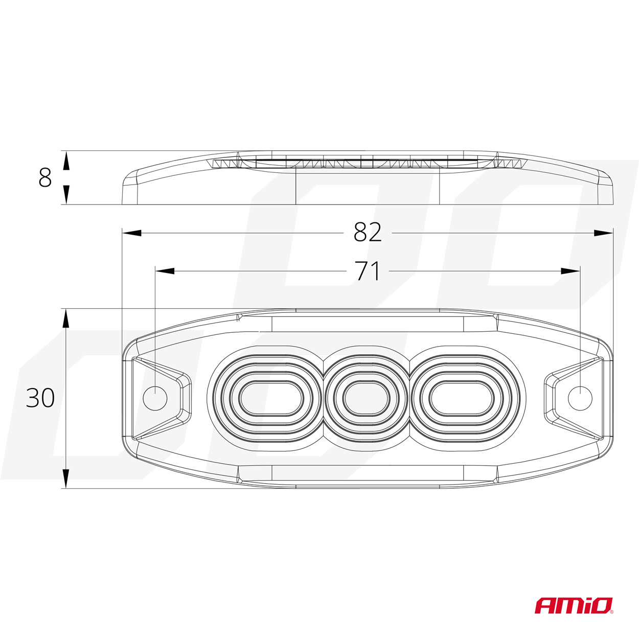 Plāns dzintara grila stiprinājuma lukturītis 3x3W LED R65 R10 12/24V IP67 AMIO-02297 Plāns dzintara grila stiprinājuma lukturītis 3x3W LED R65 R10 12/24V IP67 AMIO-02297 - Image 4