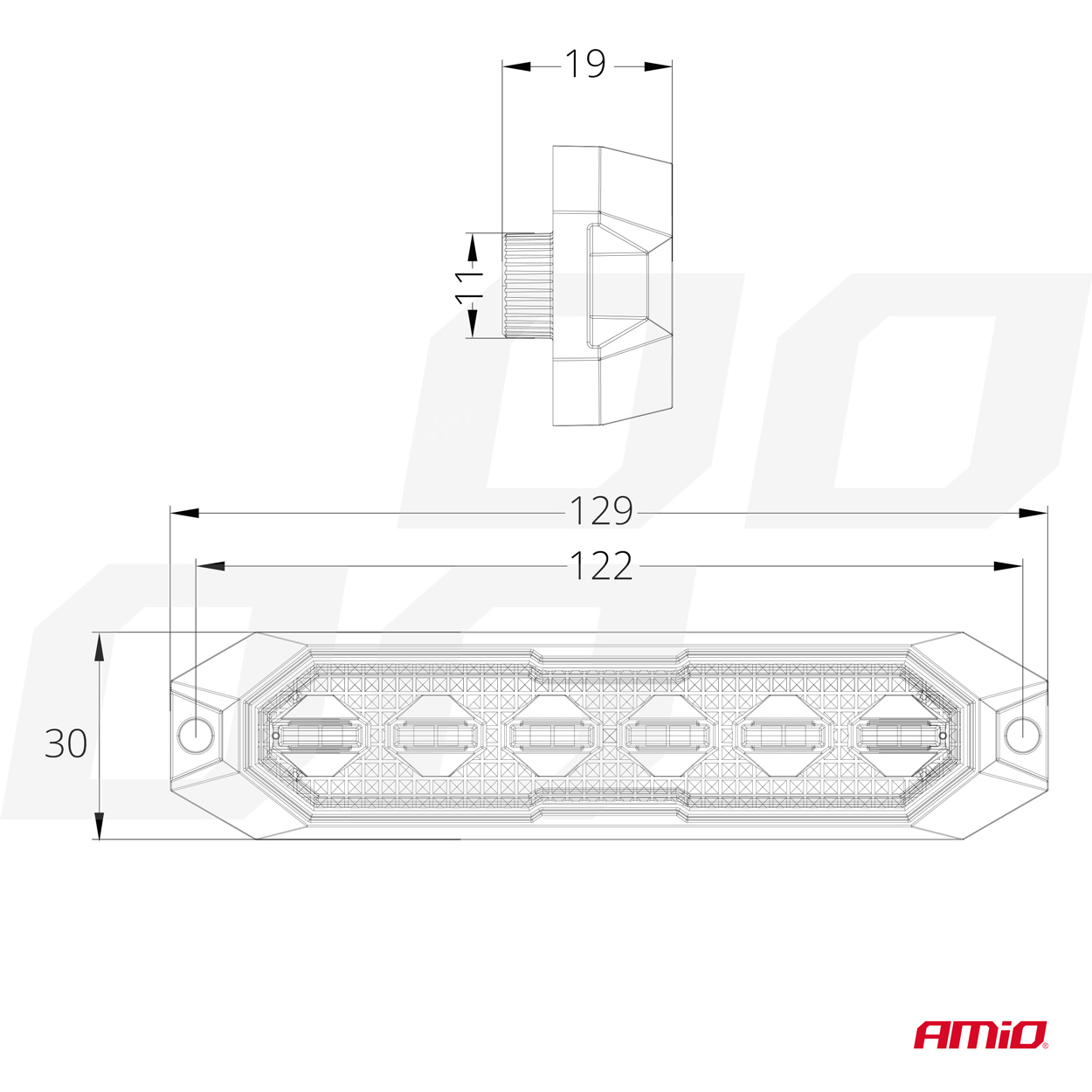 Plāns dzintara grila stiprinājuma lukturītis 6x3W LED R65 R10 12/24V IP6K9K AMIO-03930 Plāns dzintara grila stiprinājuma lukturītis 6x3W LED R65 R10 12/24V IP6K9K AMIO-03930 - Image 5