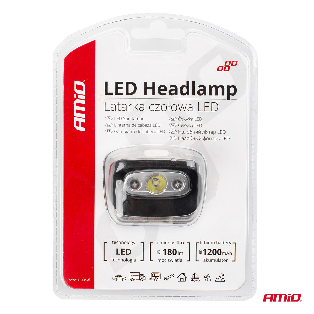 Galvas lukturis LED 3W 1200mA uzlādējams 180Flux IPX4 AMIO-02200 Galvas lukturis LED 3W 1200mA uzlādējams 180Flux IPX4 AMIO-02200 - Image 7