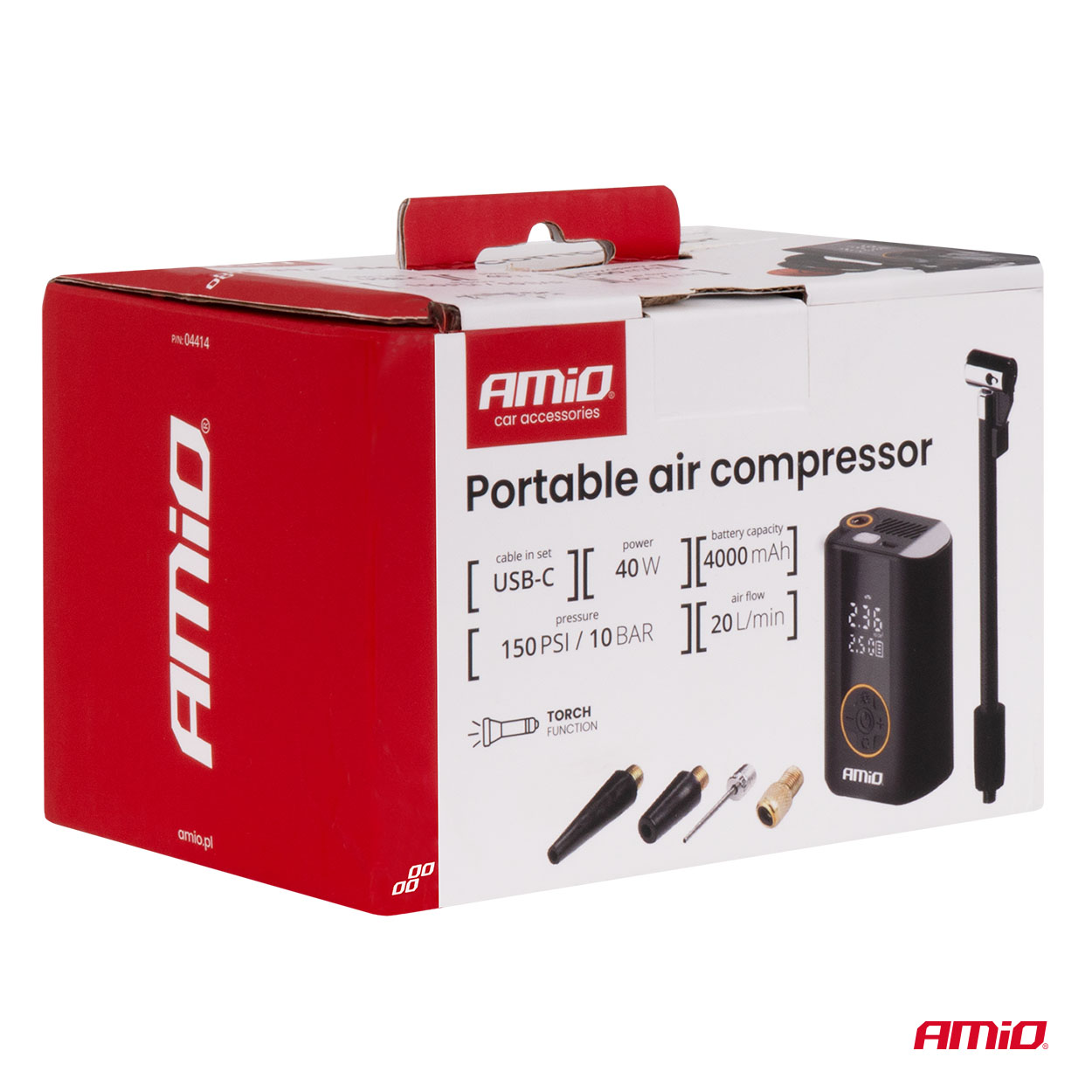 Pārnēsājams gaisa kompresors LED 40W USB-C ACOMP-25 AMIO-04414 Pārnēsājams gaisa kompresors LED 40W USB-C ACOMP-25 AMIO-04414 - Image 7