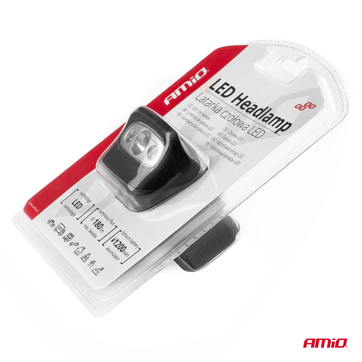 Galvas lukturis LED 3W 1200mA uzlādējams 180Flux IPX4 AMIO-02200 Galvas lukturis LED 3W 1200mA uzlādējams 180Flux IPX4 AMIO-02200 - Image 8