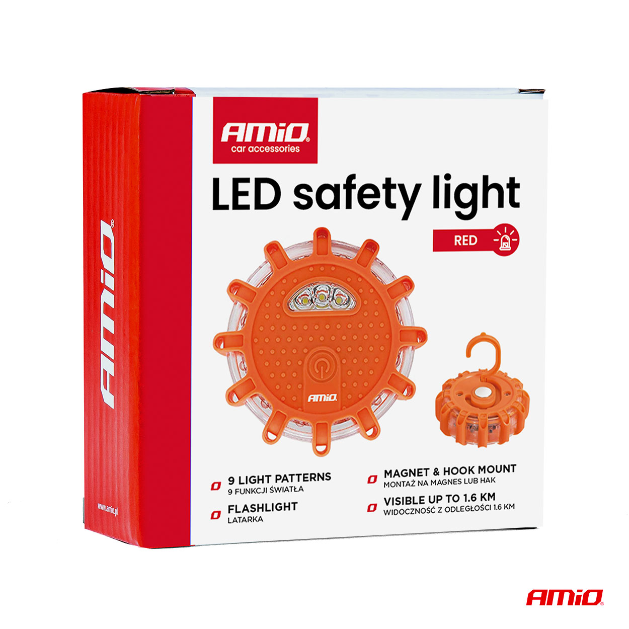 Pārnēsājama LED brīdinājuma gaisma uz ceļa ar darbojošos lukturīša funkciju 3xAAA IP65 12SMD + 3SMD AMIO-02499 Pārnēsājama LED brīdinājuma gaisma uz ceļa ar darbojošos lukturīša funkciju 3xAAA IP65 12SMD + 3SMD AMIO-02499 - Image 8