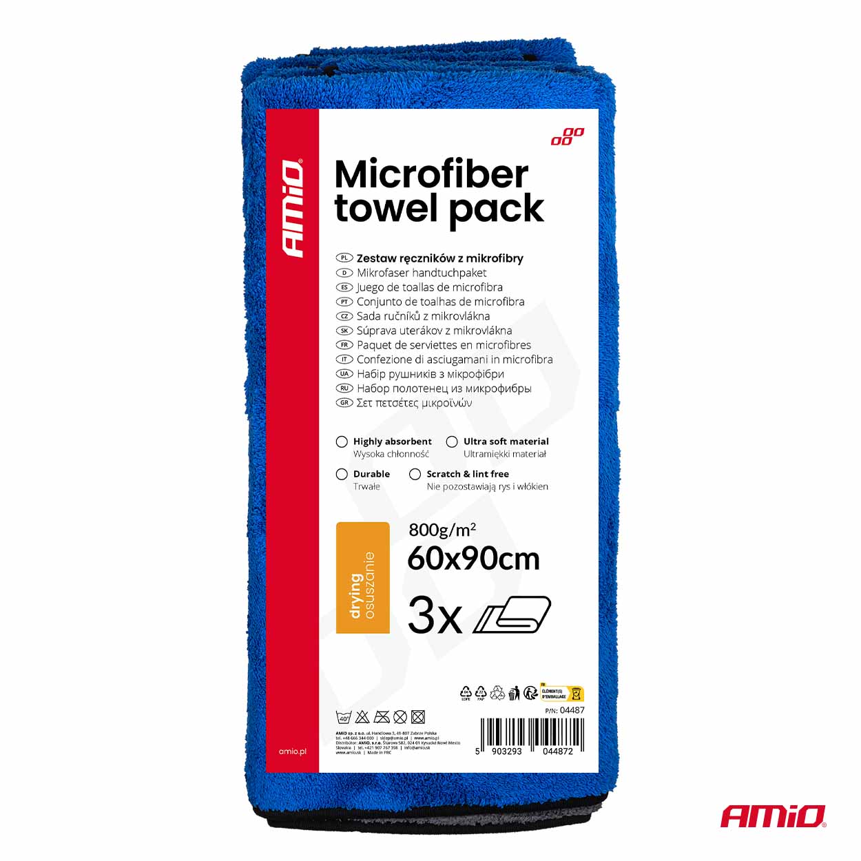 Mikrošķiedras dvieļu iepakojums 800gsm 60x90cm 3 gab. AMIO-04487 Mikrošķiedras dvieļu iepakojums 800gsm 60x90cm 3 gab. AMIO-04487 - Image 8