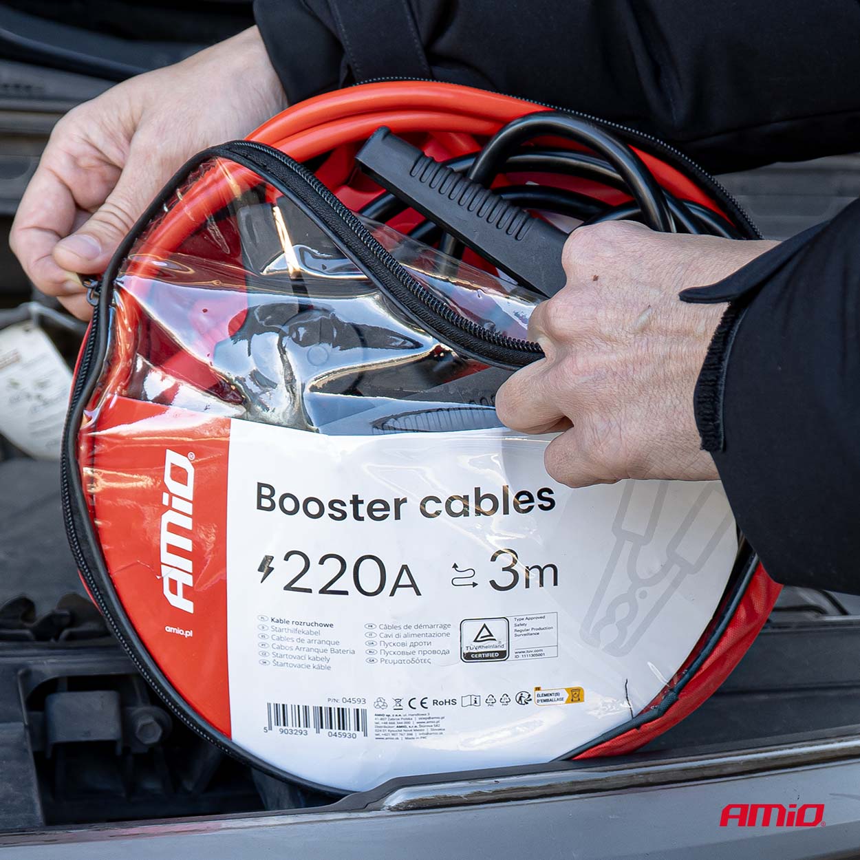 Akumulatora iedarbināšanas kabeļi 220A 3m TÜV AMIO-04593 Akumulatora iedarbināšanas kabeļi 220A 3m TÜV AMIO-04593 - Image 8