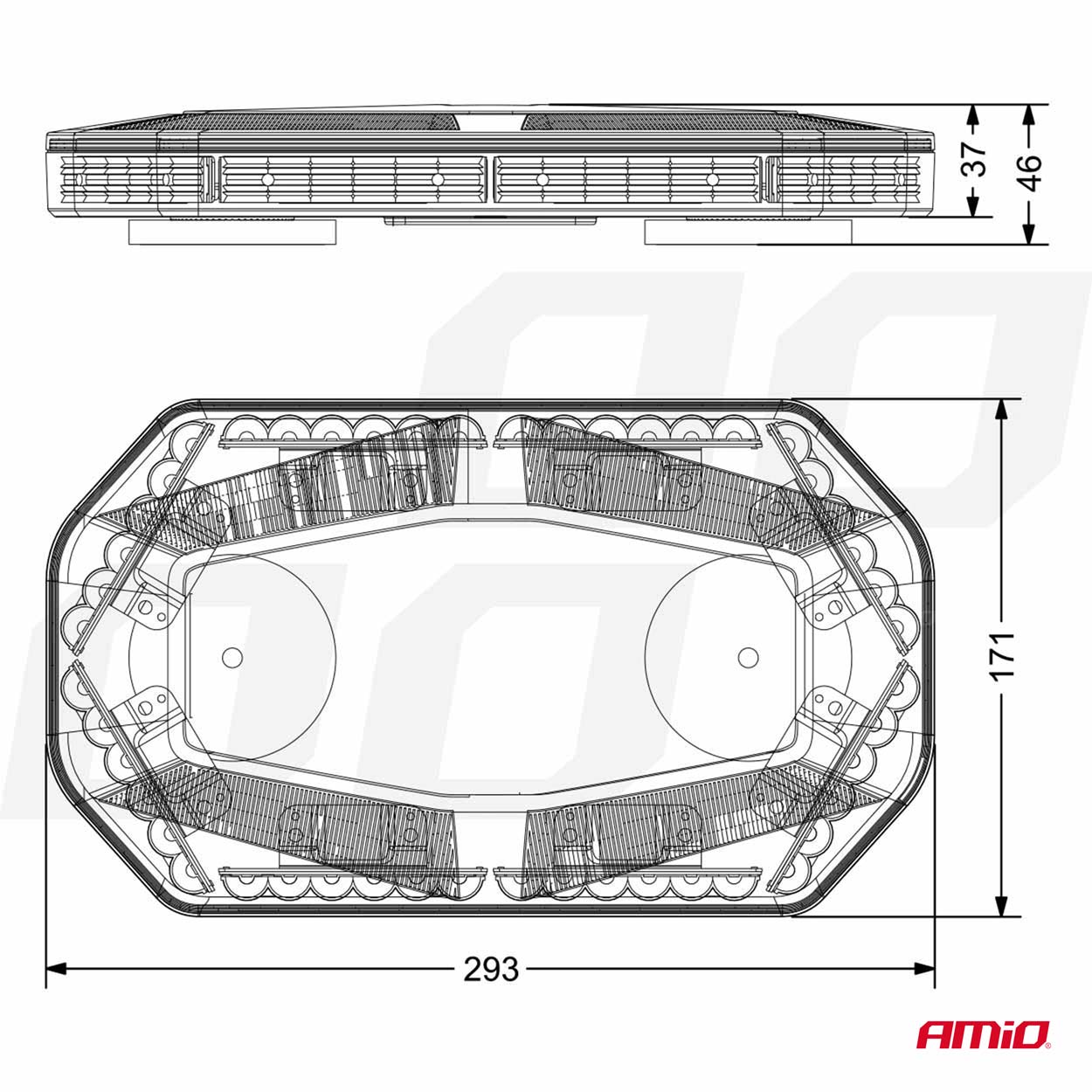 Augstas intensitātes magnētiskais stiprinājums MINI gaismas josla WLB78 293x171mm R65 R10 48LED 12/24V IP56 AMIO-02920 Augstas intensitātes magnētiskais stiprinājums MINI gaismas josla WLB78 293x171mm R65 R10 48LED 12/24V IP56 AMIO-02920 - Image 9