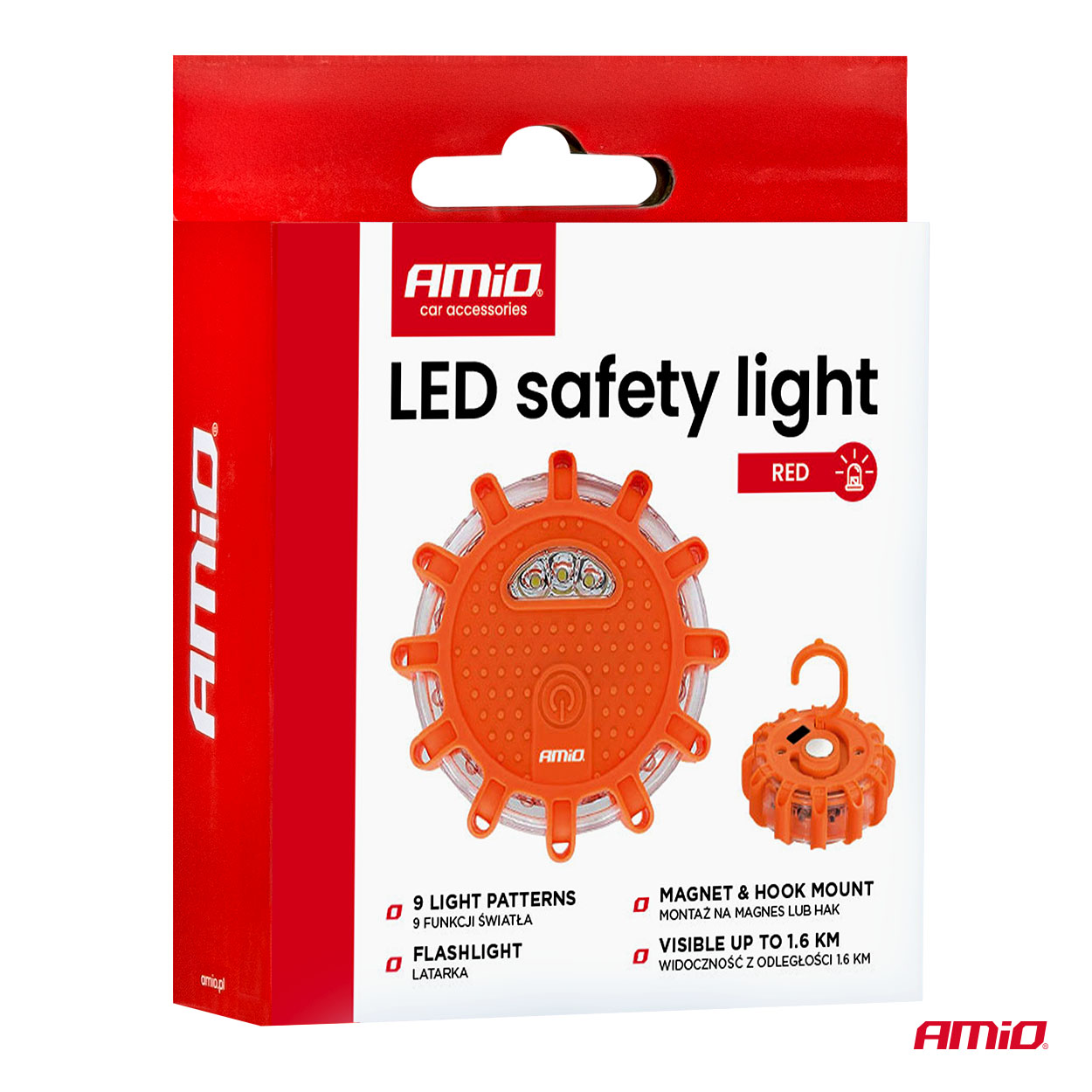 LED drošības lukturis 12SMD+3SMD 650mAh (akumulators) sarkans AMIO-04673 LED drošības lukturis 12SMD+3SMD 650mAh (akumulators) sarkans AMIO-04673 - Image 9
