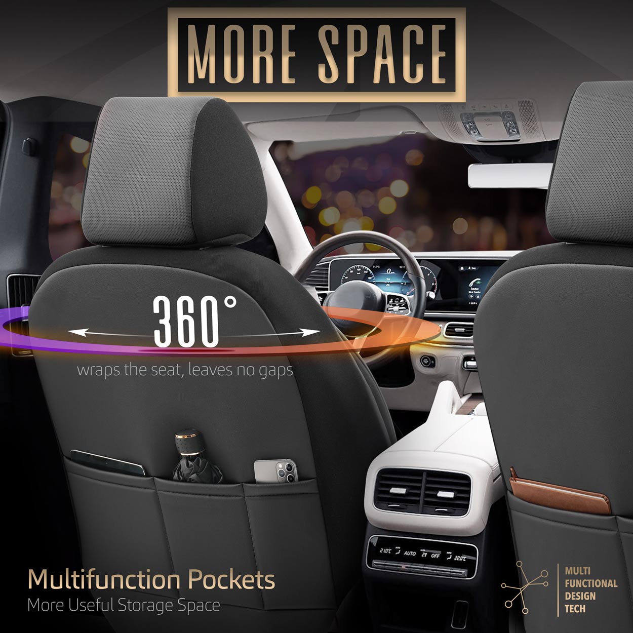Automašīnu sēdekļu pārvalku komplekts OTOM INSPIRE 3501 MELNA EKOĀDA 3-ZIP Automašīnu sēdekļu pārvalku komplekts OTOM INSPIRE 3501 MELNA EKOĀDA 3-ZIP - Image 4