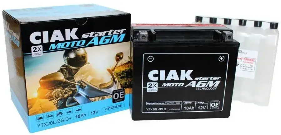 CIAK Moto AGM akumulators 12V 18Ah R+ CSTX20LBS (YTX20L-BS) CIAK Moto AGM akumulators 12V 18Ah R+ CSTX20LBS (YTX20L-BS)