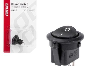 Apaļais slēdzis 12V 20A IESLĒGTS/IZSLĒGTS AMIO-03083