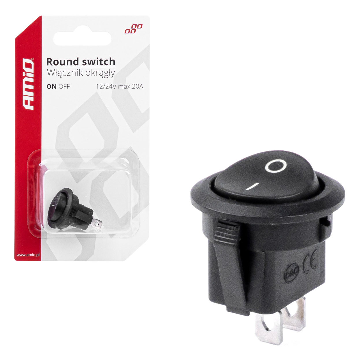 Apaļais slēdzis 12V 20A IESLĒGTS/IZSLĒGTS AMIO-03083 Apaļais slēdzis 12V 20A IESLĒGTS/IZSLĒGTS AMIO-03083
