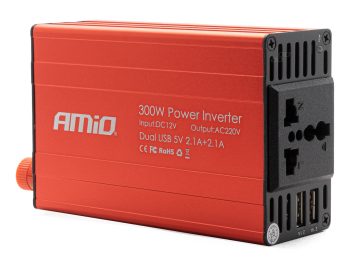 Strāvas invertors 12V/220V 300W/600W 2xUSB PI03 AMiO