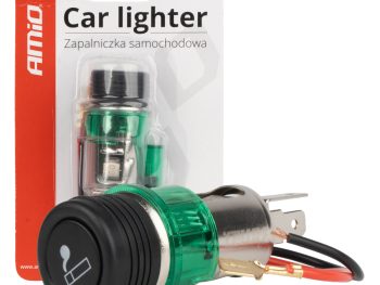 Šķiltavas kontaktligzdu komplekts ar zaļu gaismu 12V AMIO-01260