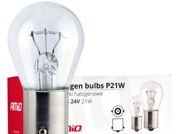 Halogēna spuldzes P21W BA15s 24V 10 gab. AMIO-01006