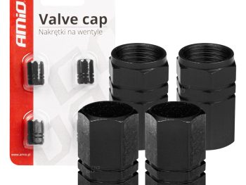 Alumīnija ventiļa vāciņi, 4 gab. melni AMIO-02237
