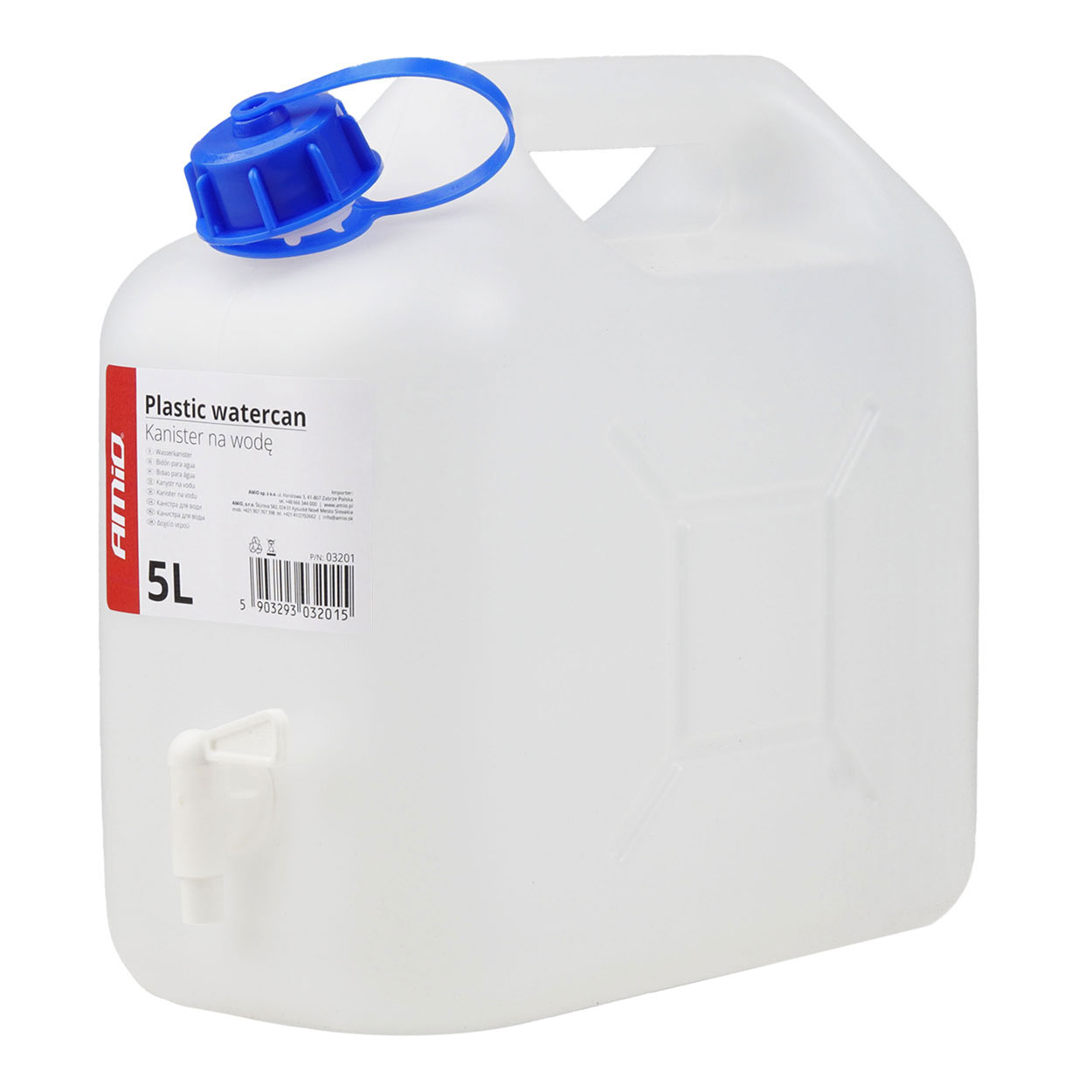 Ūdens kanna ar krānu 5L plastmasas AMIO-03201 Ūdens kanna ar krānu 5L plastmasas AMIO-03201
