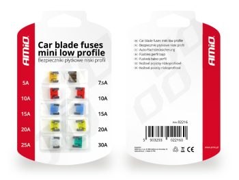 Automašīnas asmeņu drošinātāji, mini, zema profila, 10 gab. AMIO-02216