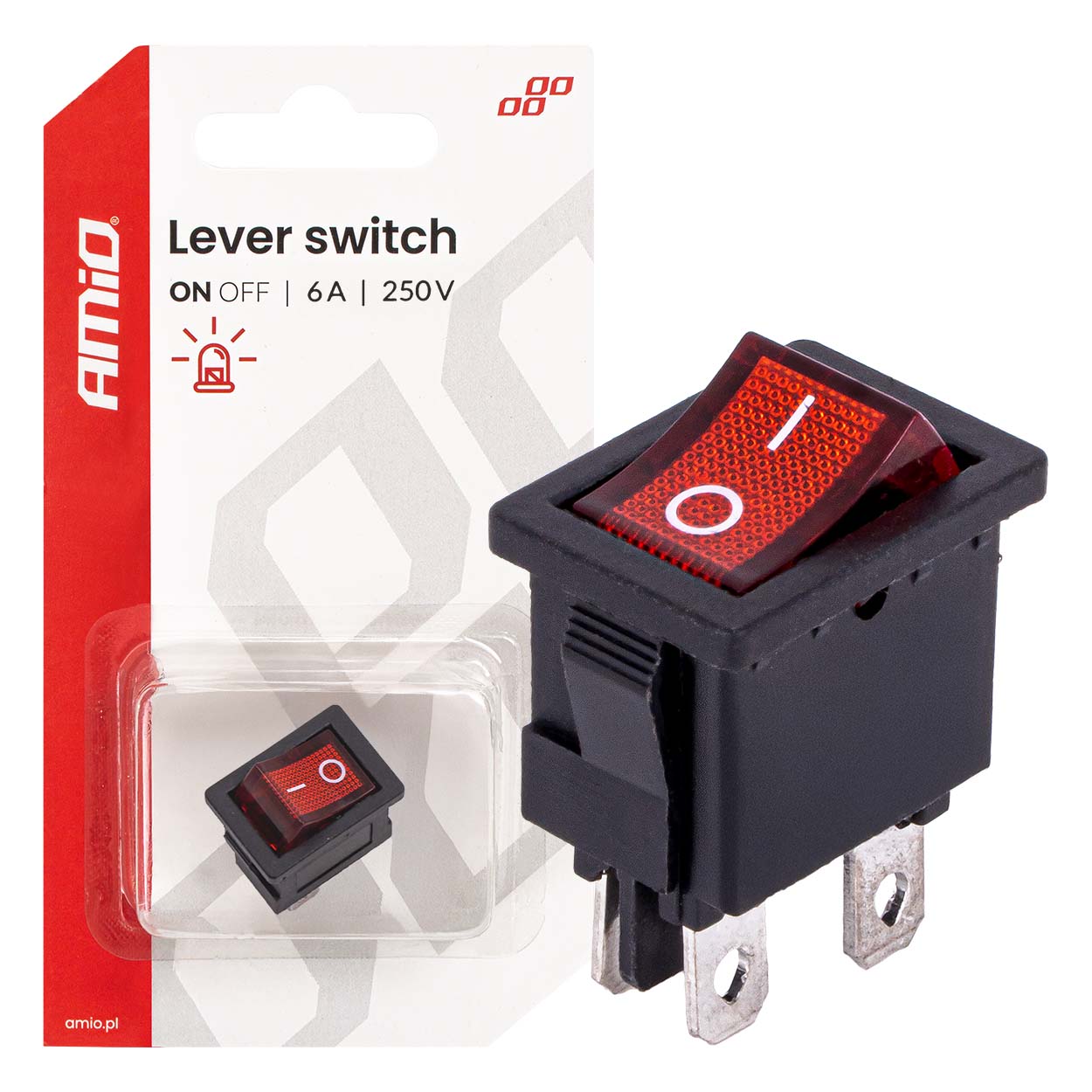 Sviras slēdzis 6A 250V AMIO-04439 Sviras slēdzis 6A 250V AMIO-04439